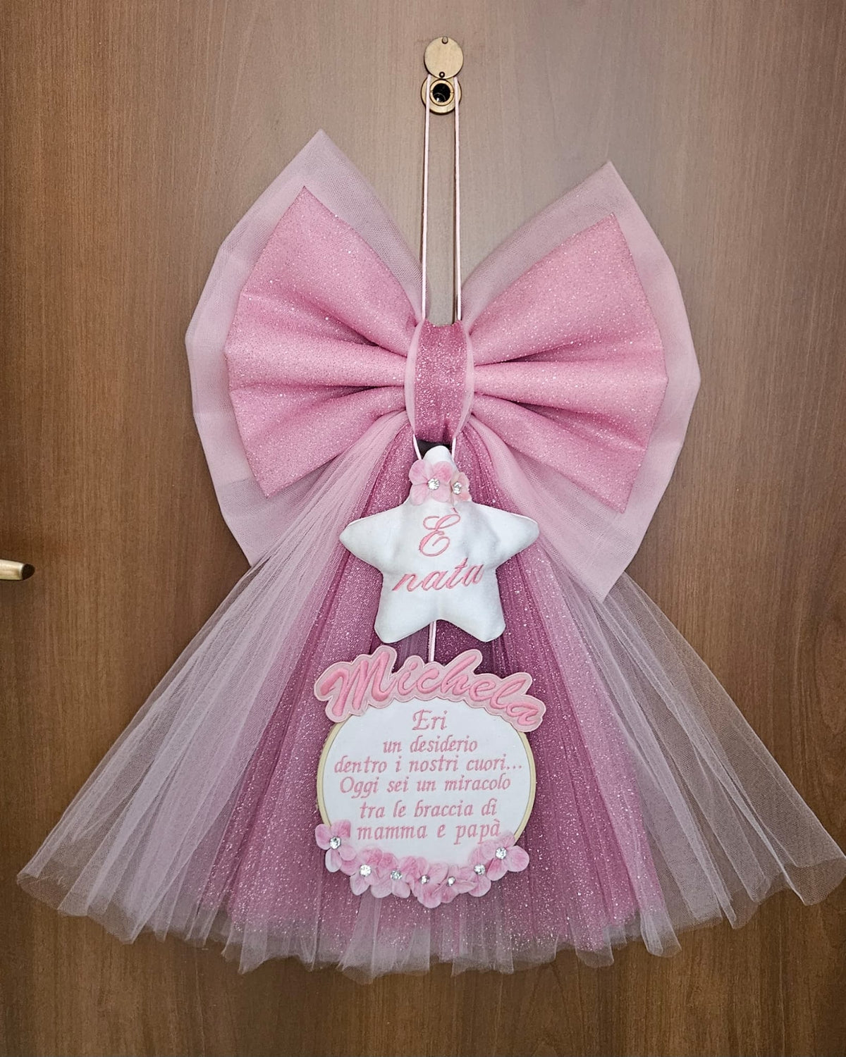 Fiocco Nascita in Tulle 60x40cm Personalizzabile!