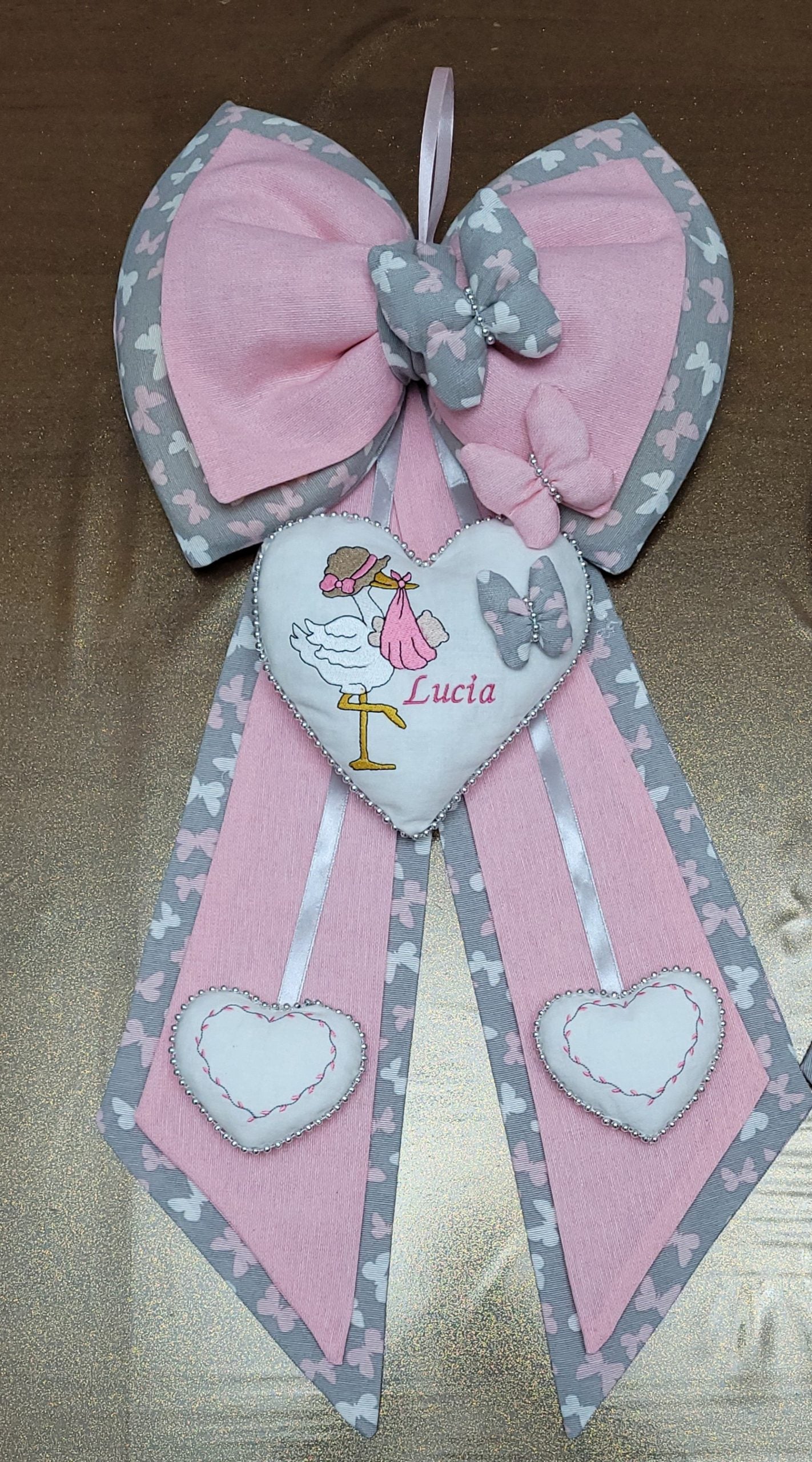 Fiocco Nascita Artigianale Personalizzabile 50x25 cm