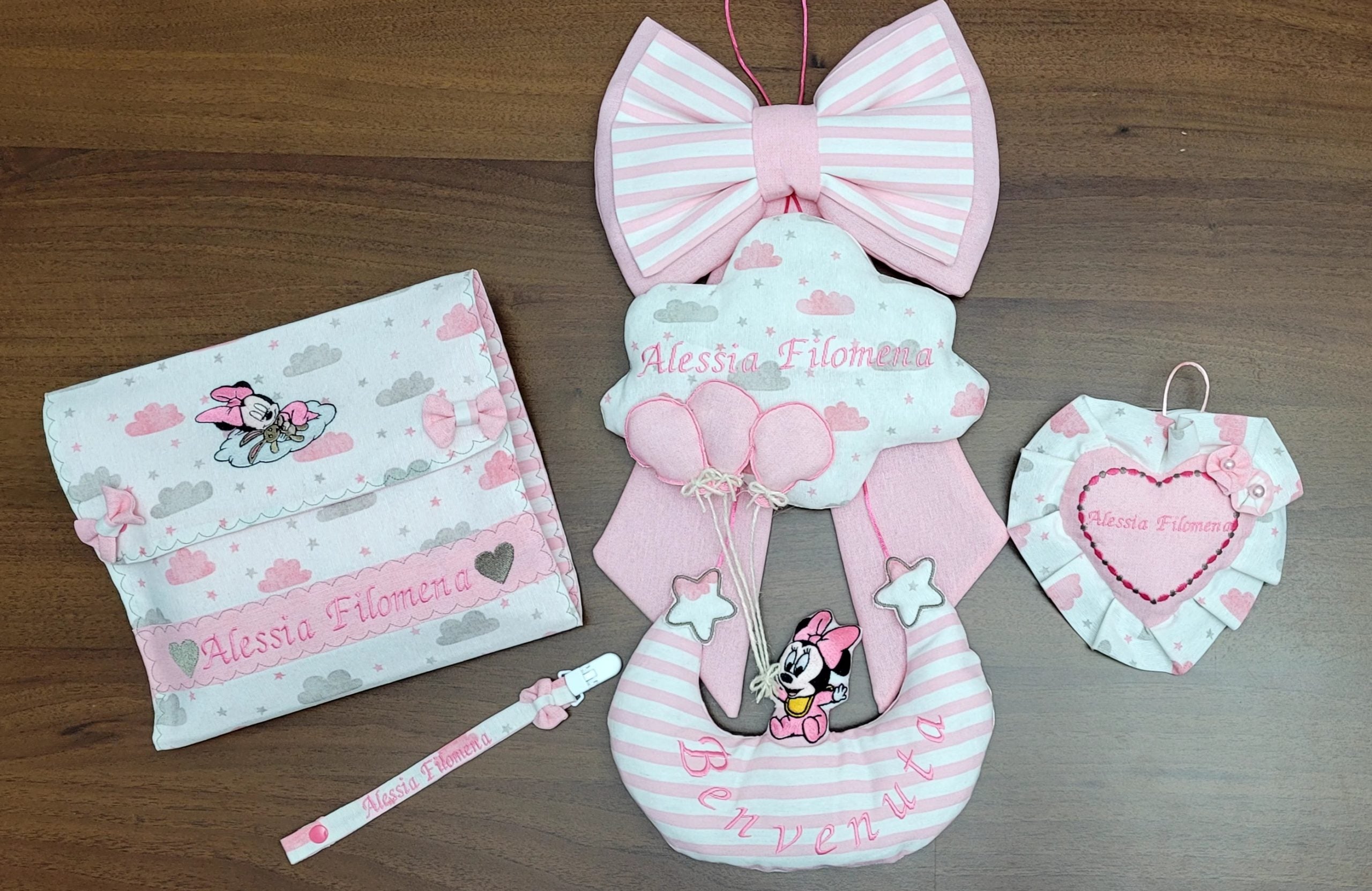 Kit Completo Nascita-Fiocco Nascita-Borsa-Appendino-Portaciuccio Artigianale Personalizzabile!