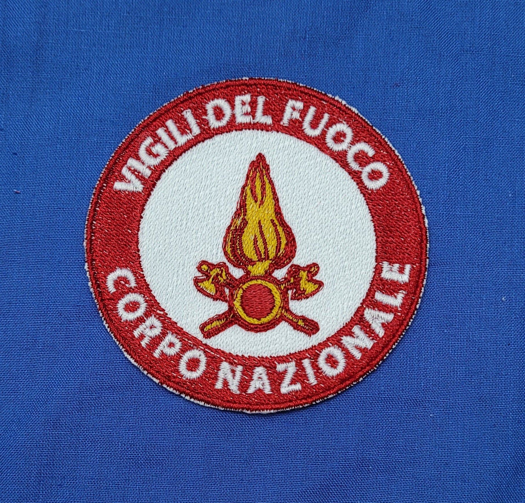 Toppa Patch Vigili del Fuoco Ricamata Corpo Nazionale con Velcro M.eF. Cucito Diametro 7,5 CM