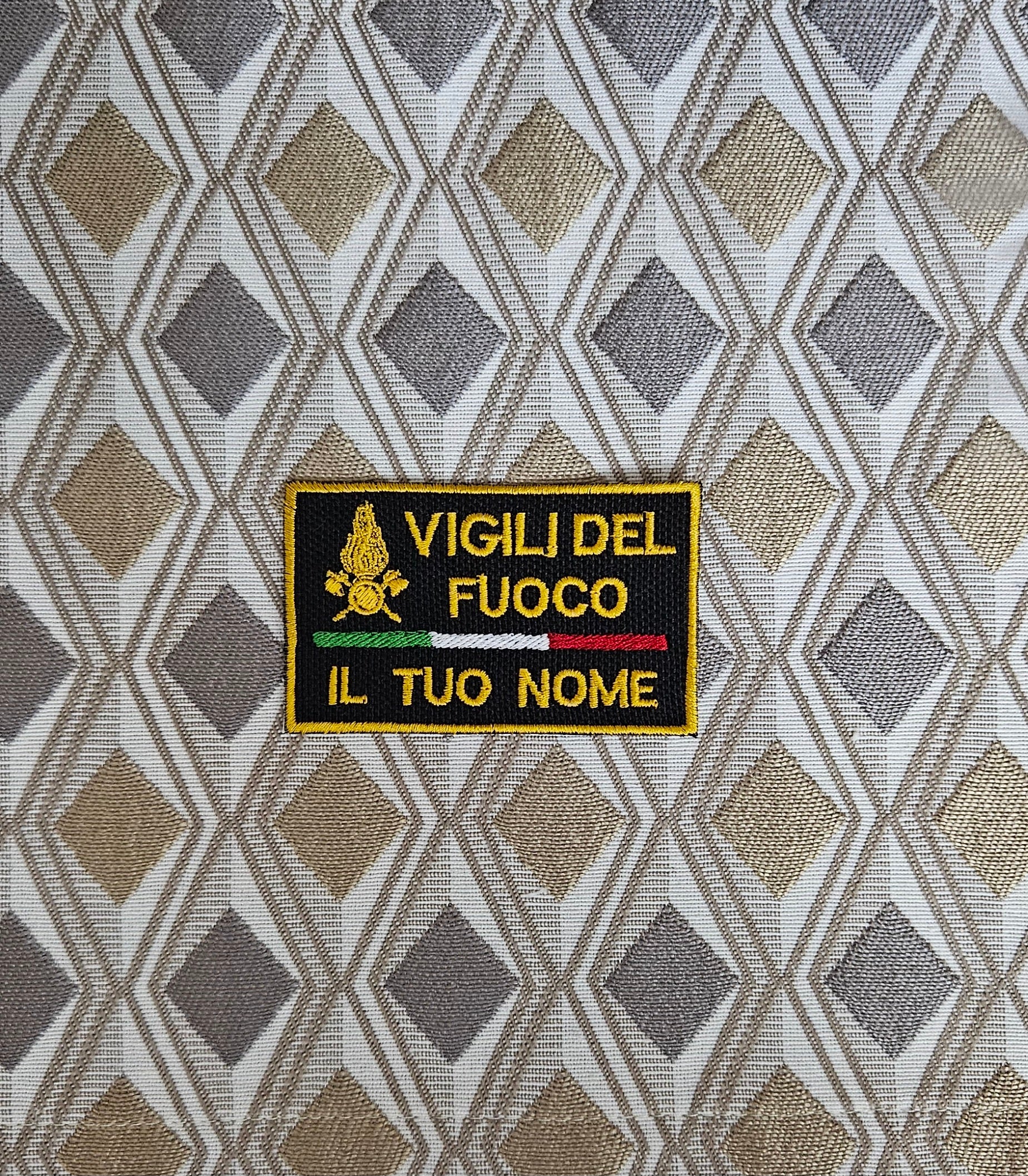 Toppa Patch Scratch Vigili del Fuoco IL Tuo Nome Ricamata con Velcro M.eF. Cucito 8X5 CM