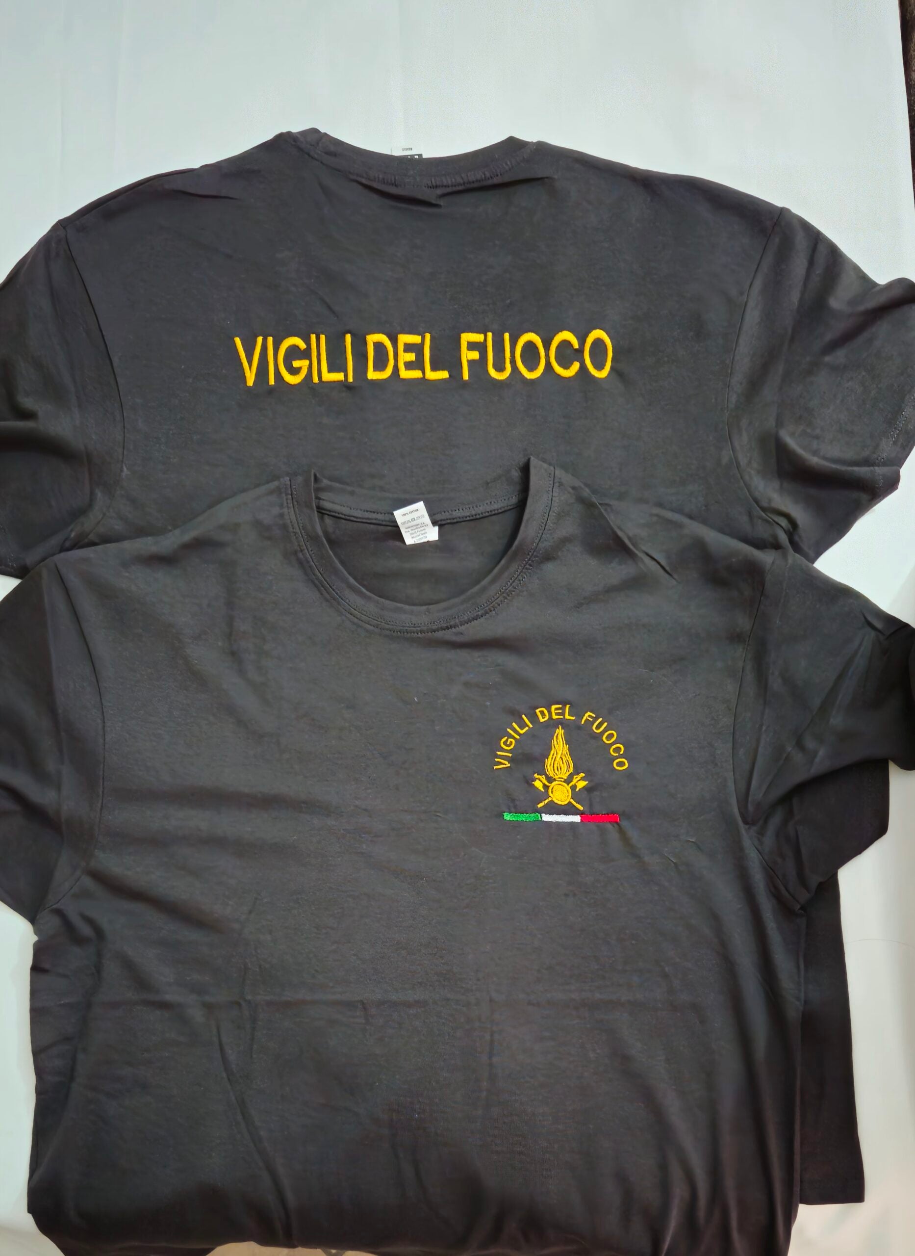T-Shirt Maglia Vigili del Fuoco VDF Logo+Scritta Ricamata Personalizza