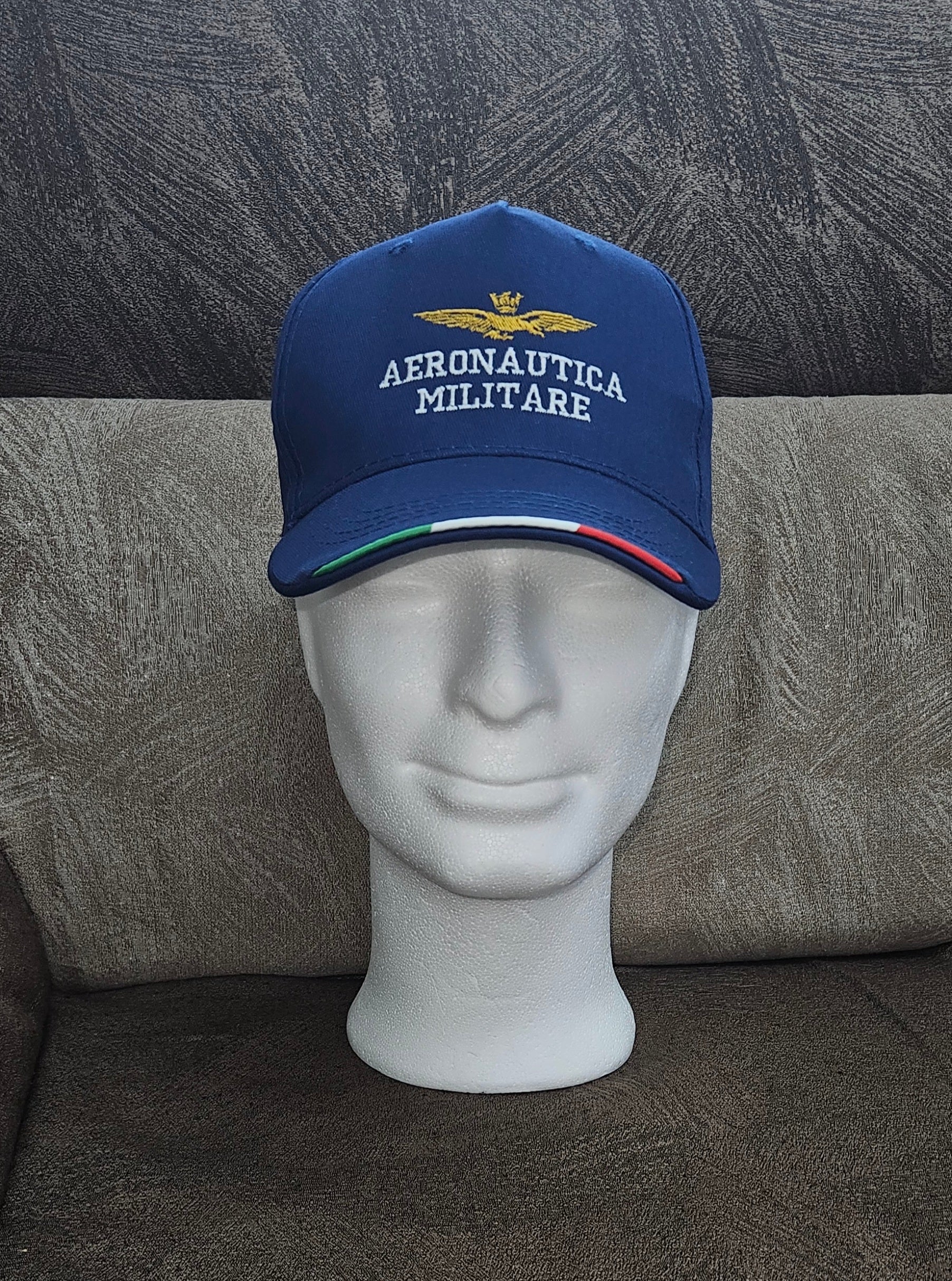 Aeronautica Militare Berretto Cappello Tricolore Ricamato Colore Blu Navy