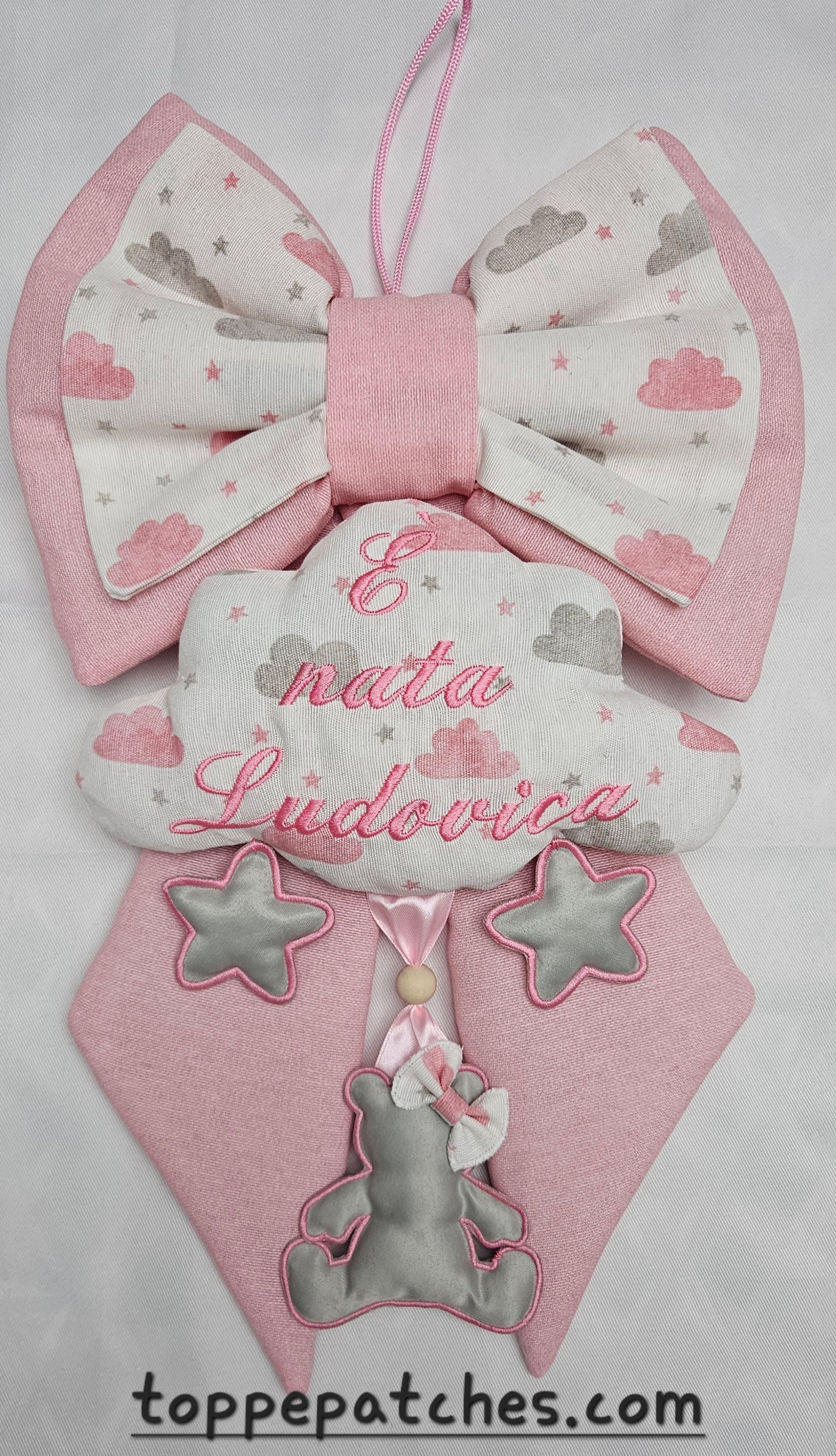 Fiocco Nascita Artigianale 55x32cm Personalizzabile!