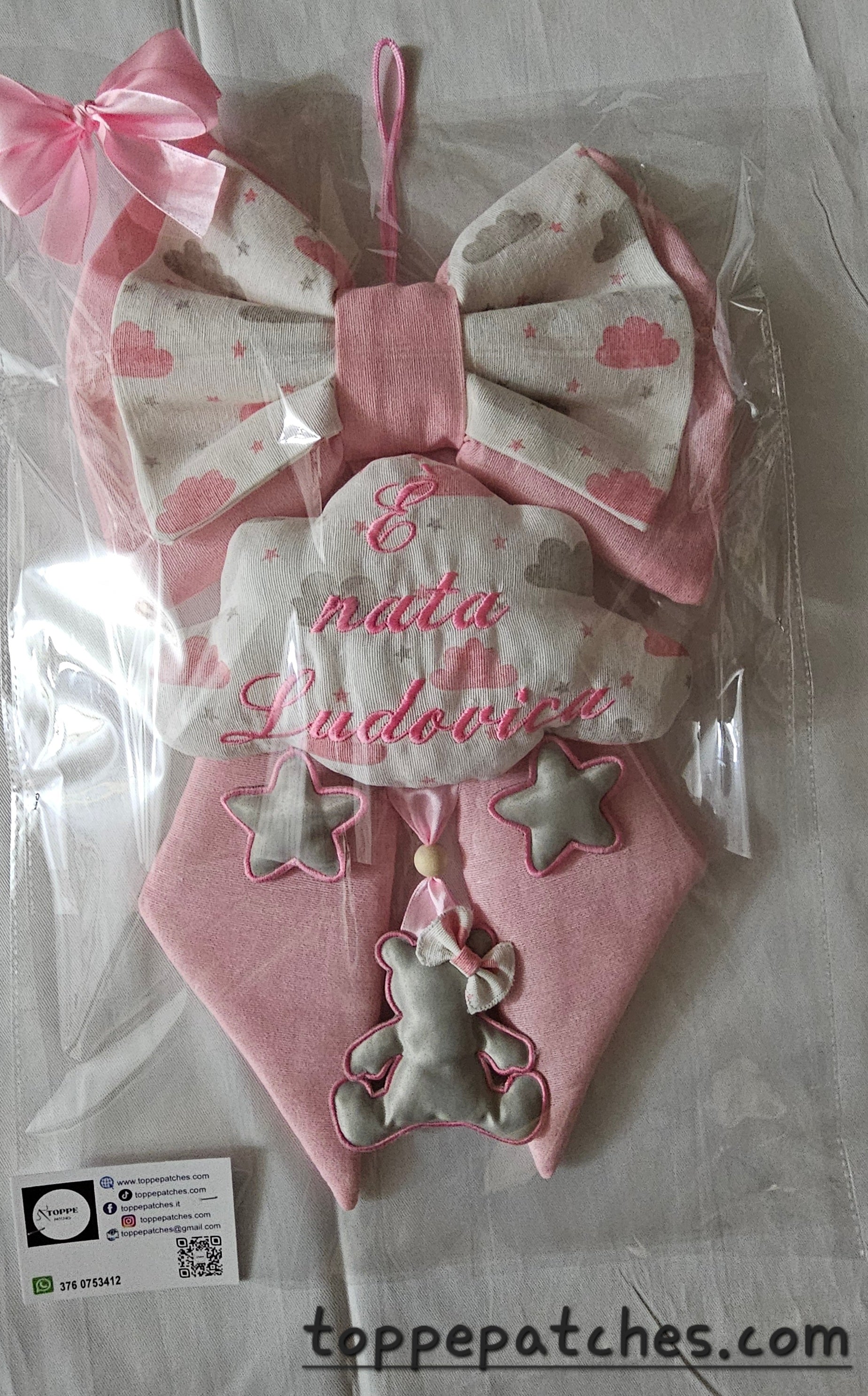 Fiocco Nascita Artigianale 55x32cm Personalizzabile!