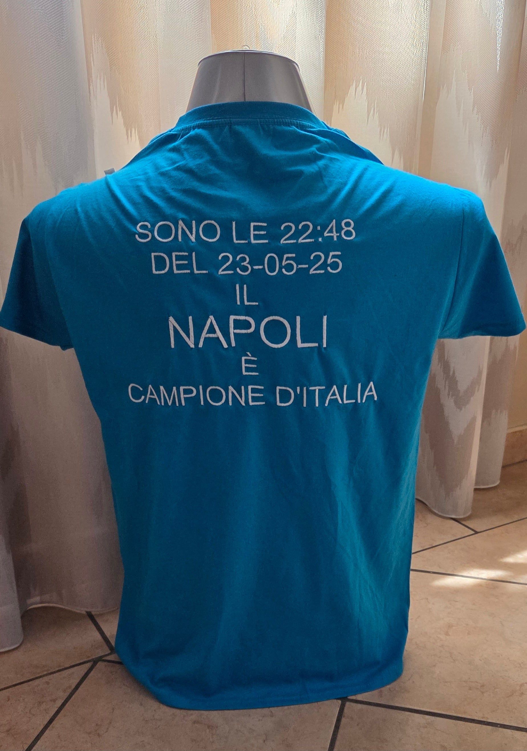 Maglia T-shirt Napoli Campione D'Italia 4 AGAIN Ricamata