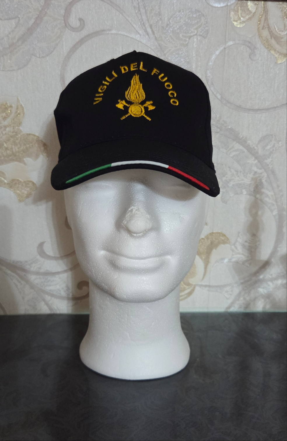 Vigili del Fuoco VDF Berretto Cappello Tricolore VDF Ricamato Colore Nero