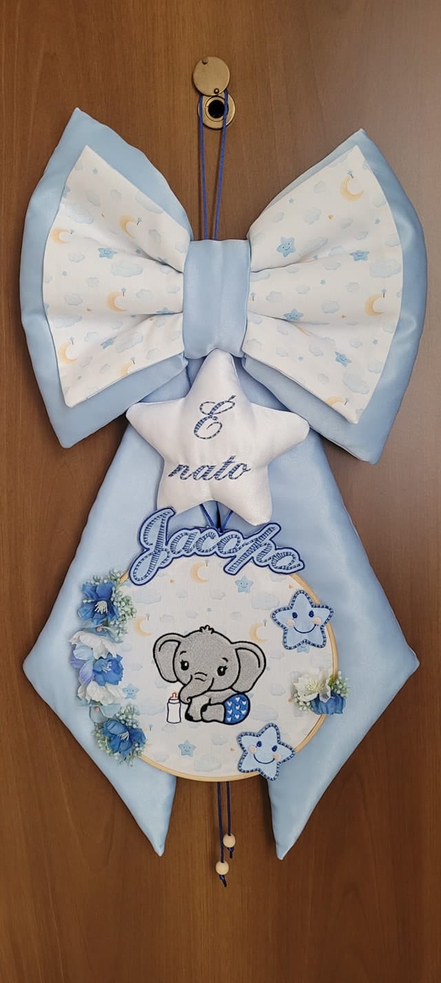 Fiocco Nascita Artigianale 60x32cm Personalizzabile!