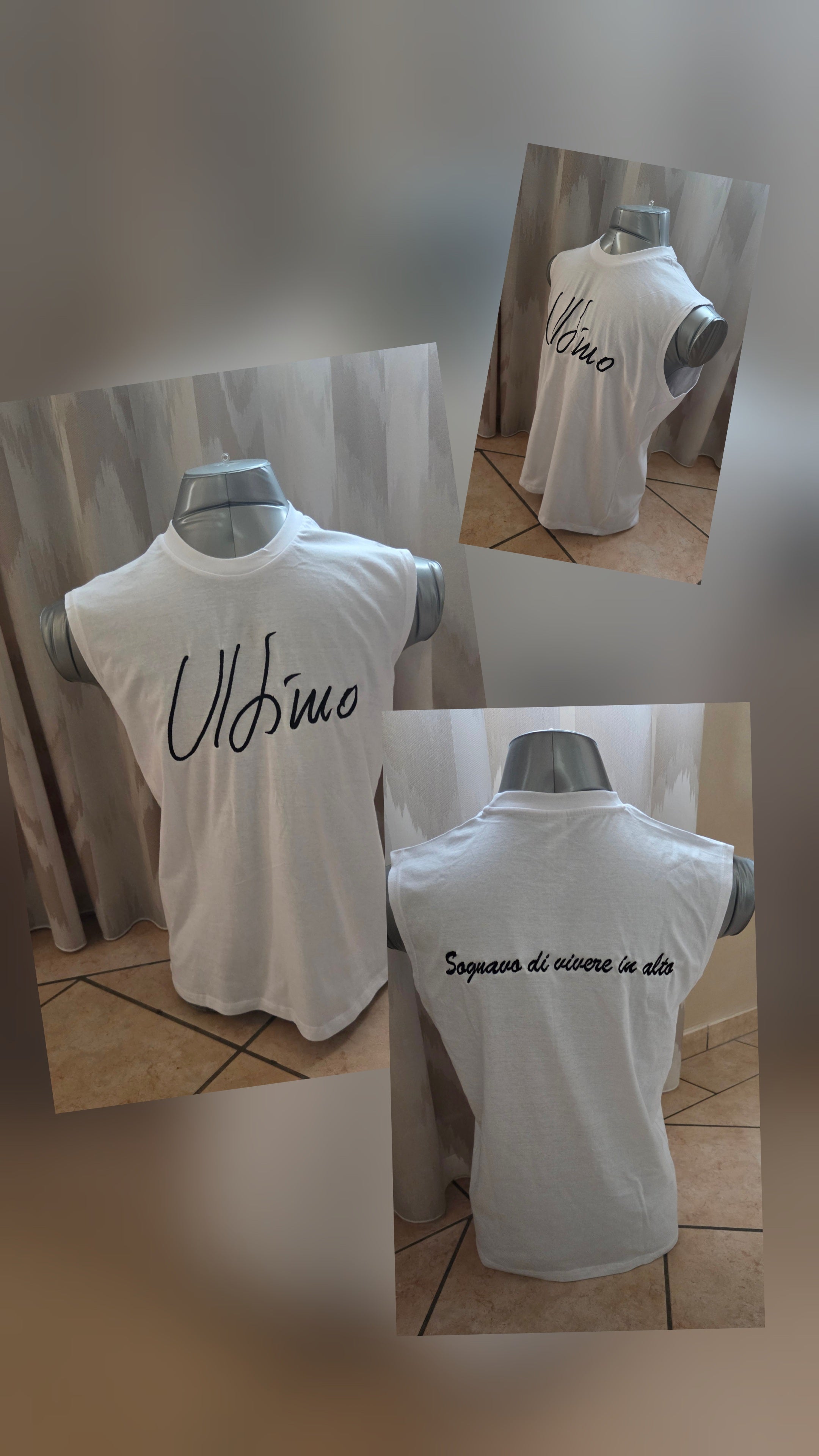 Canotta Unisex ULTIMO con Frase Personalizzata dietro Ricamata Personalizzabile