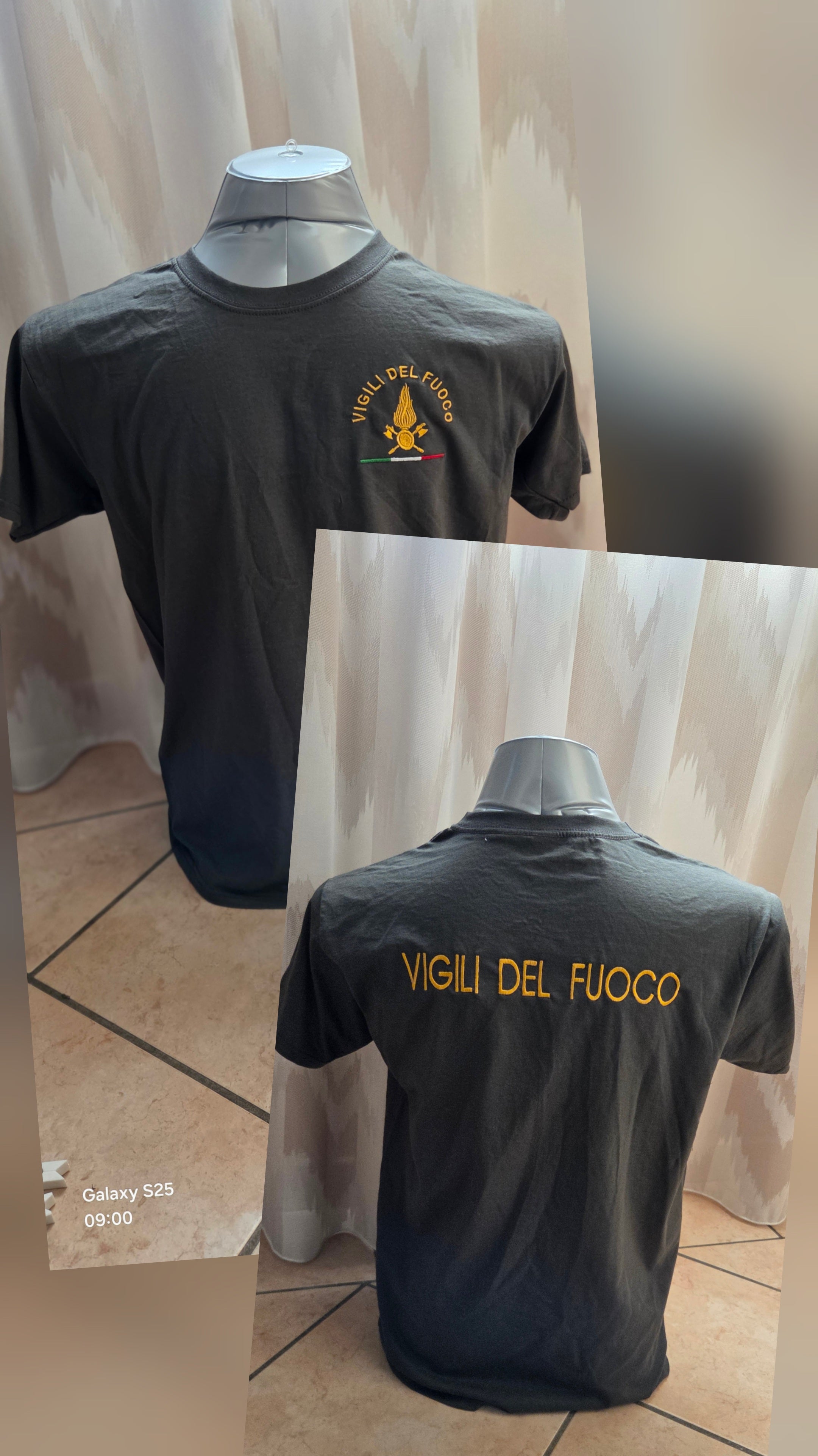 T-Shirt Firefighters Jerseys VDF Logo+Embroidered Writing Customizable Grey/Dark