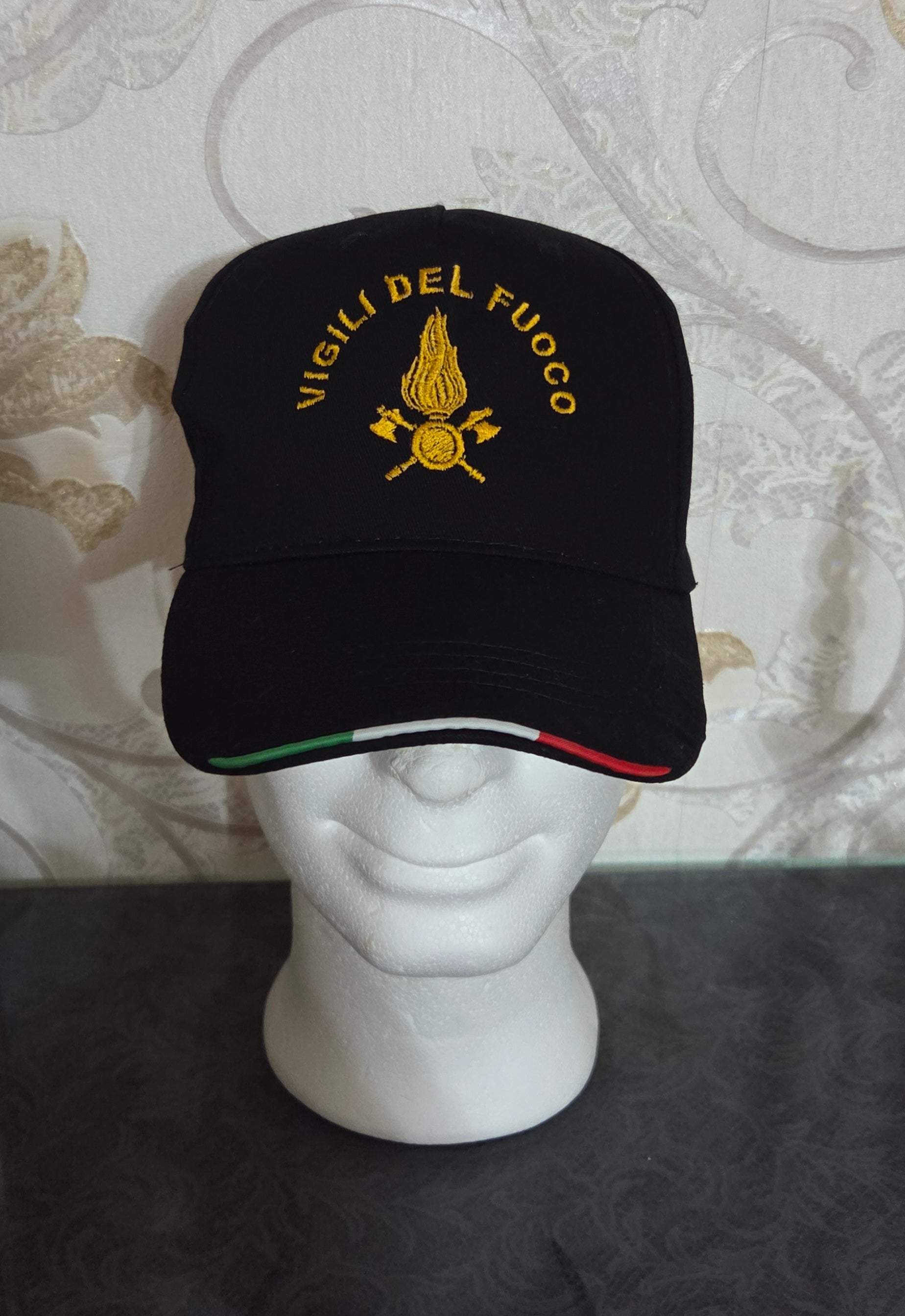 Vigili del Fuoco VDF Berretto Cappello Tricolore VDF Ricamato Colore Nero
