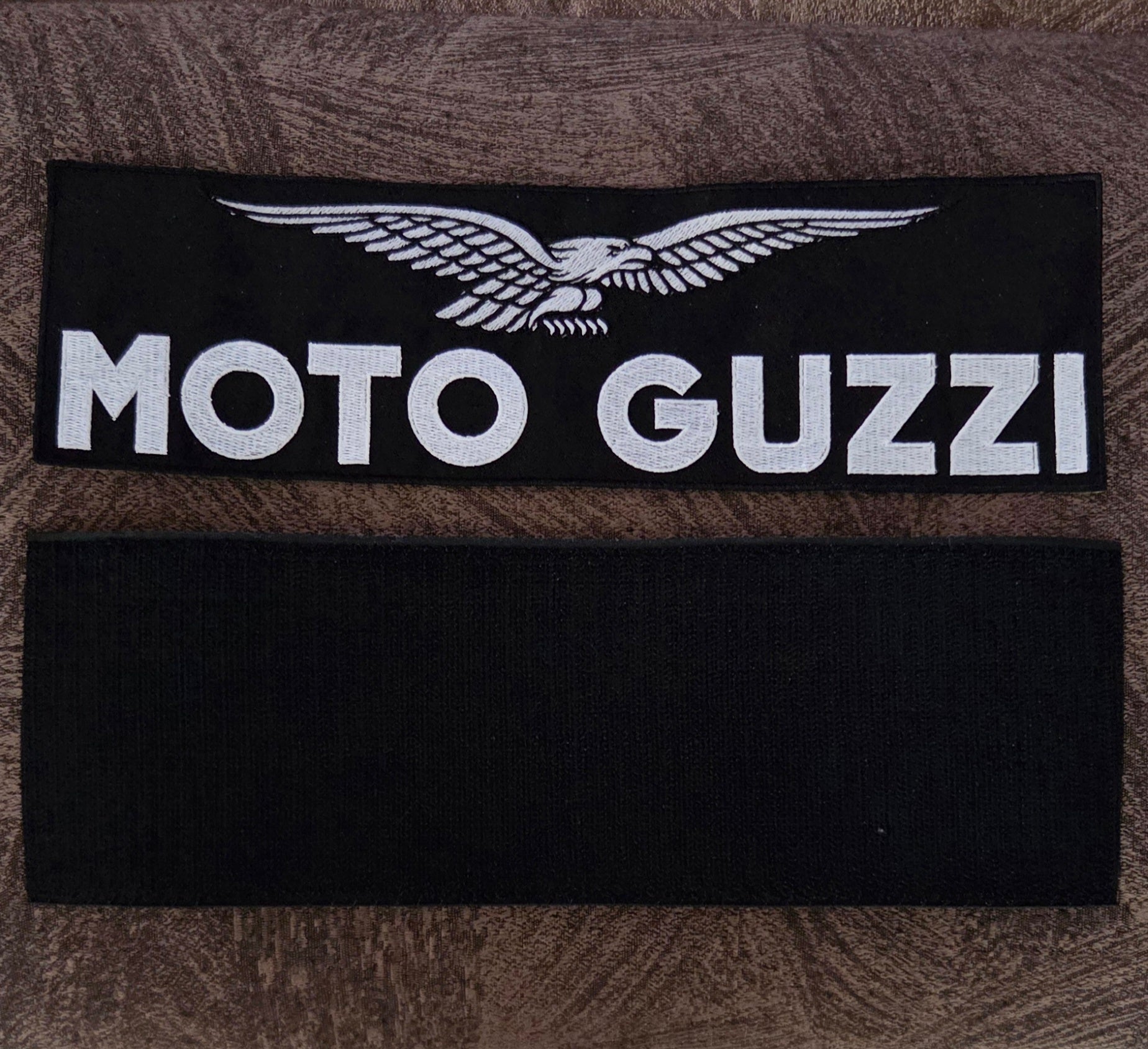 Patch Toppa Aquila Moto Guzzi Ricamata 30x9cm con Velcro M.eF cucito.
