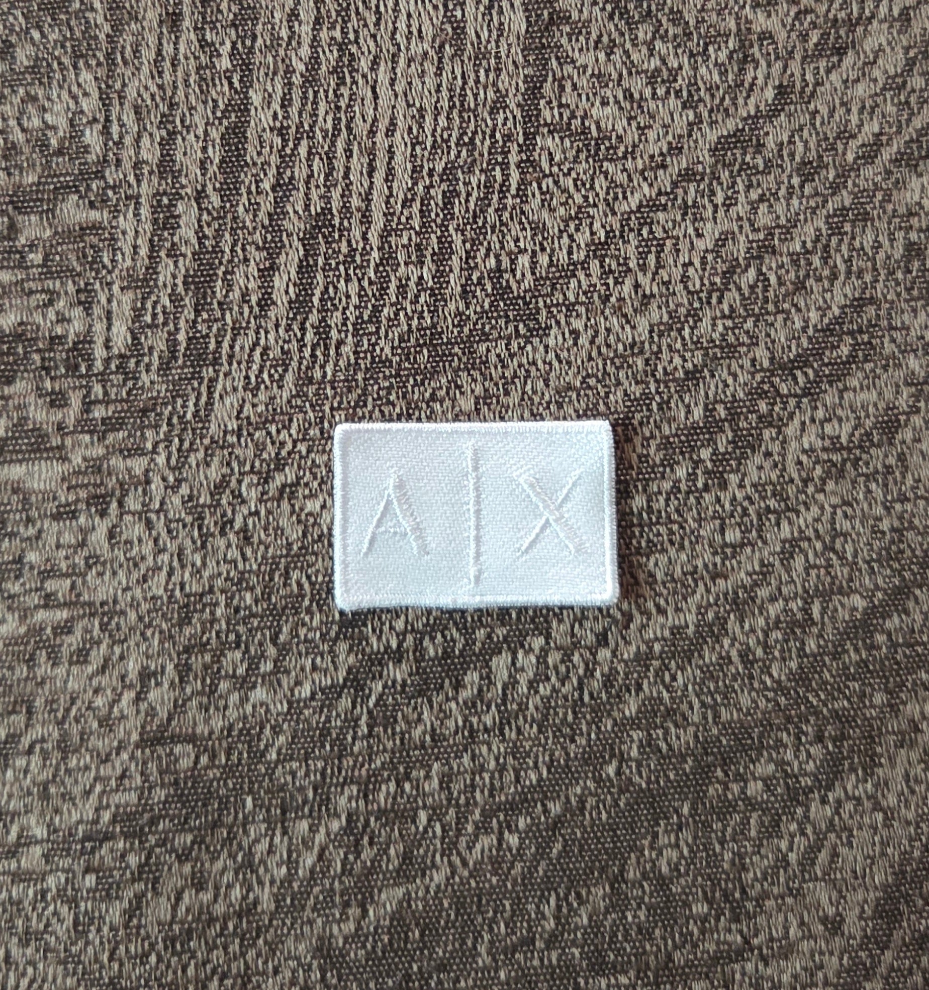 Patch Replica AX Armani Exchange 3x2cm Bianco Ricamata Termoadesiva e da cucire