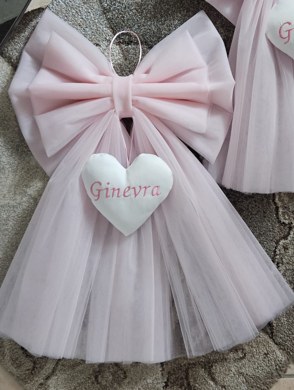 Fiocco Nascita Artigianale in Tulle 60x40cm Personalizzabile!