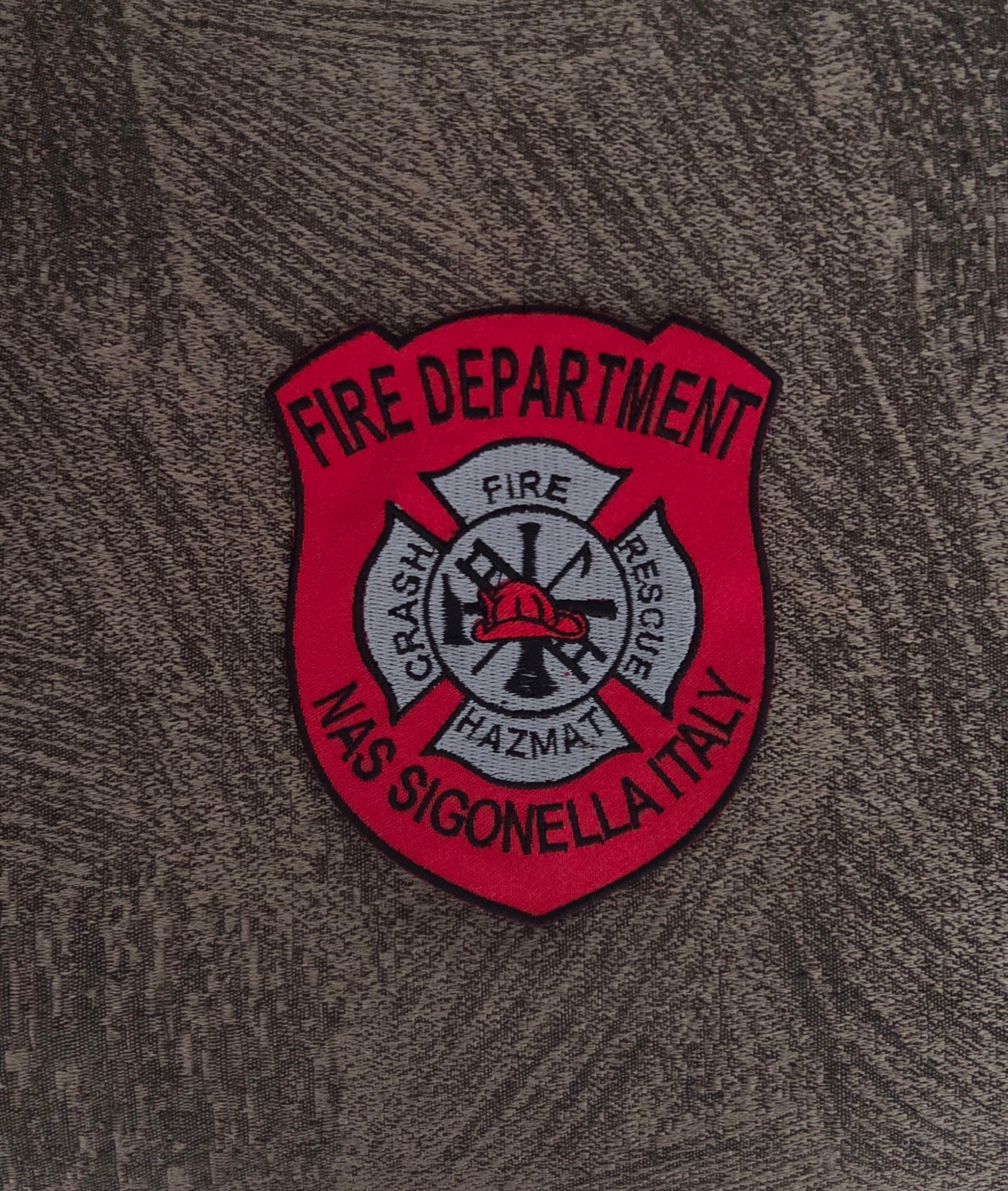 Toppa Patch Vigili del Fuoco 12X10CM Fire Department Nas Sigonella Termoadesiva e da Cucire