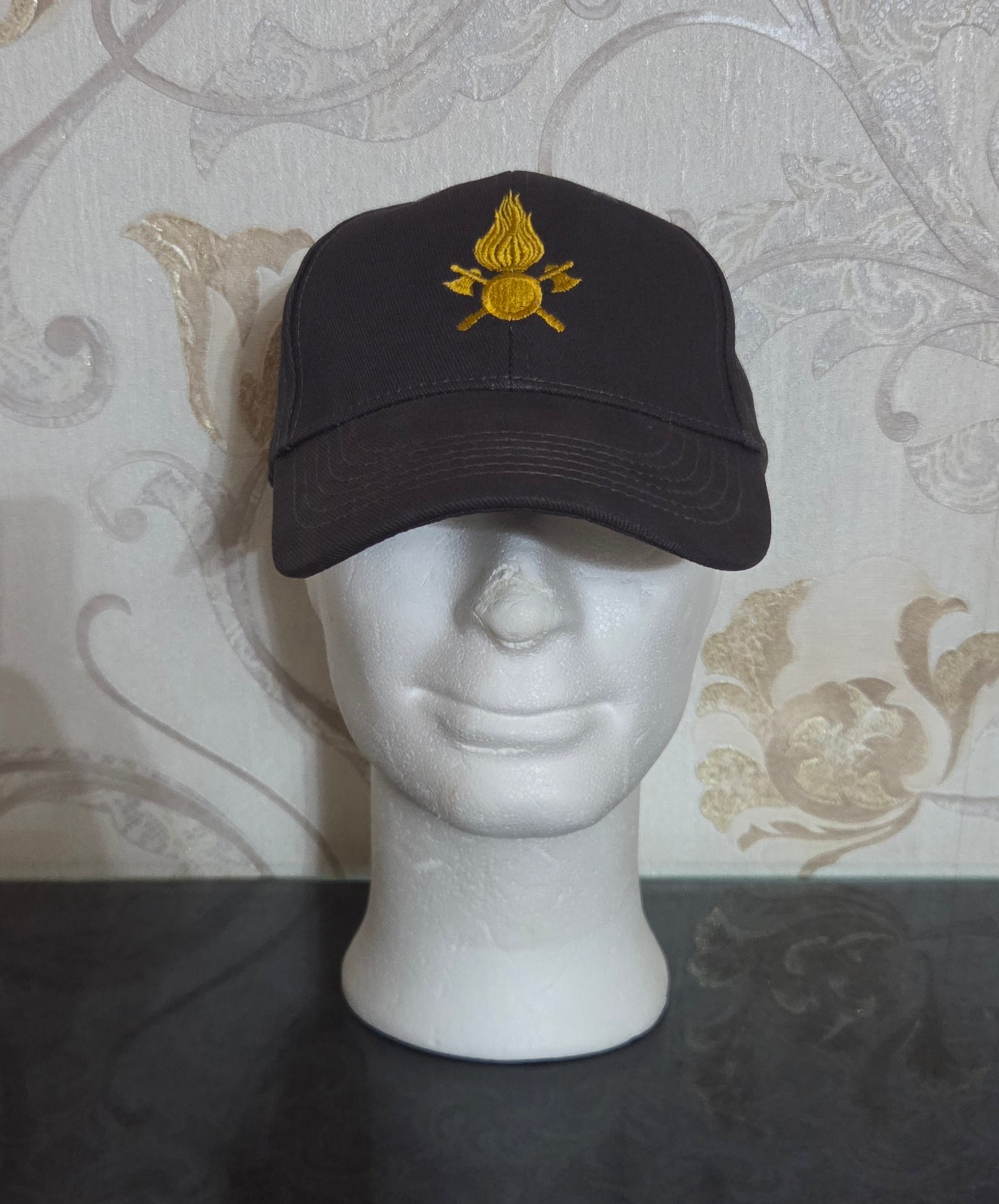 Vigili del Fuoco VDF Berretto Cappello Fiamma Ricamato Colore Grigio/Scuro