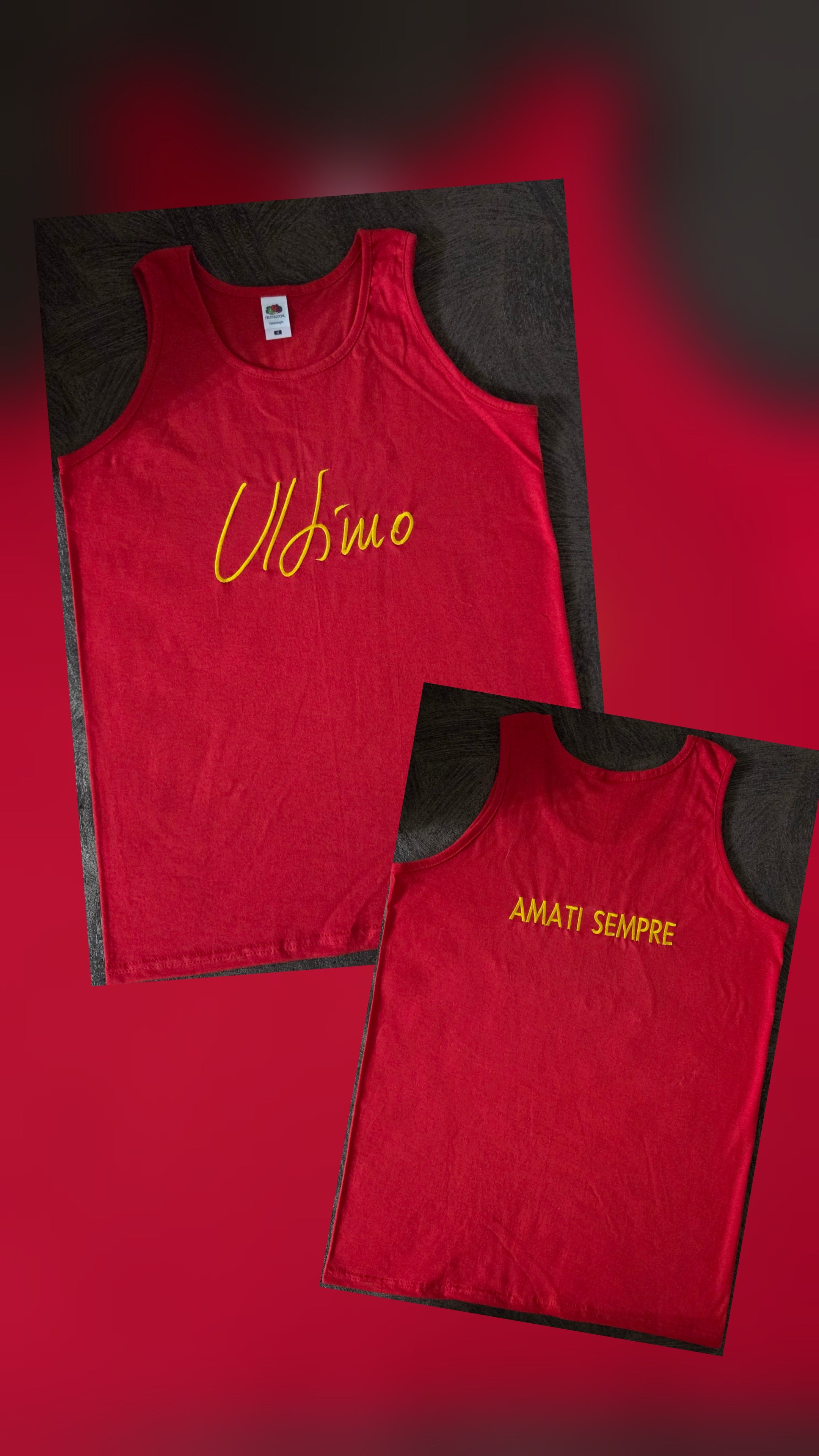 Canottiera Unisex ULTIMO con Frase Personalizzata dietro Ricamata Personalizzata