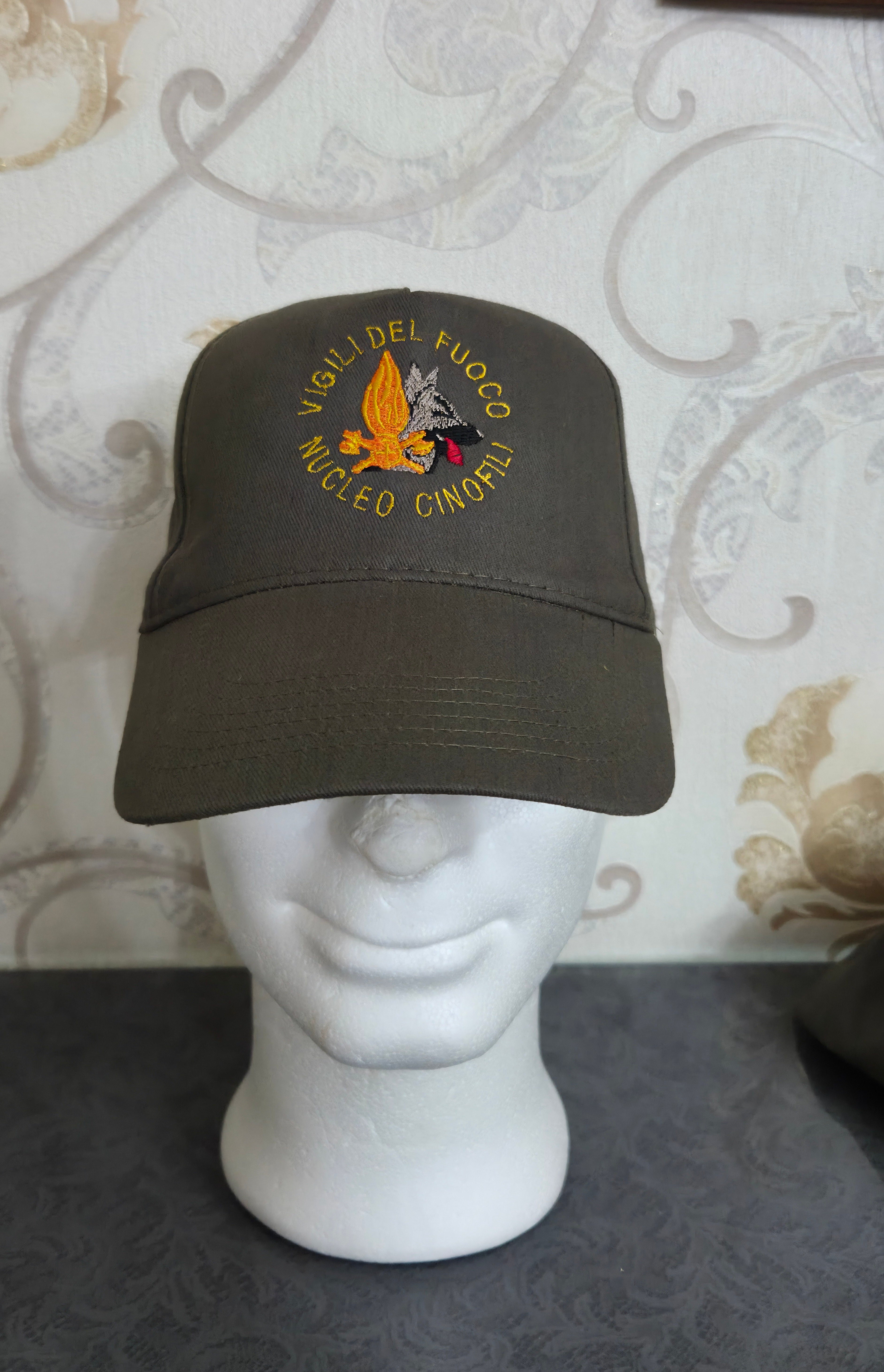 Vigili del Fuoco VDF Nucleo Cinofili Cappello Ricamato Colore Verde Militare