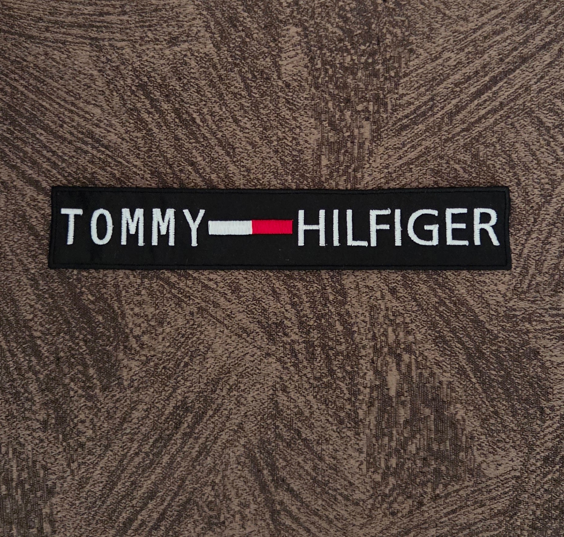 Patch Toppa Replica Tommy Hilfiger 20x3.5cm Nero Ricamata Termoadesiva e da Cucire