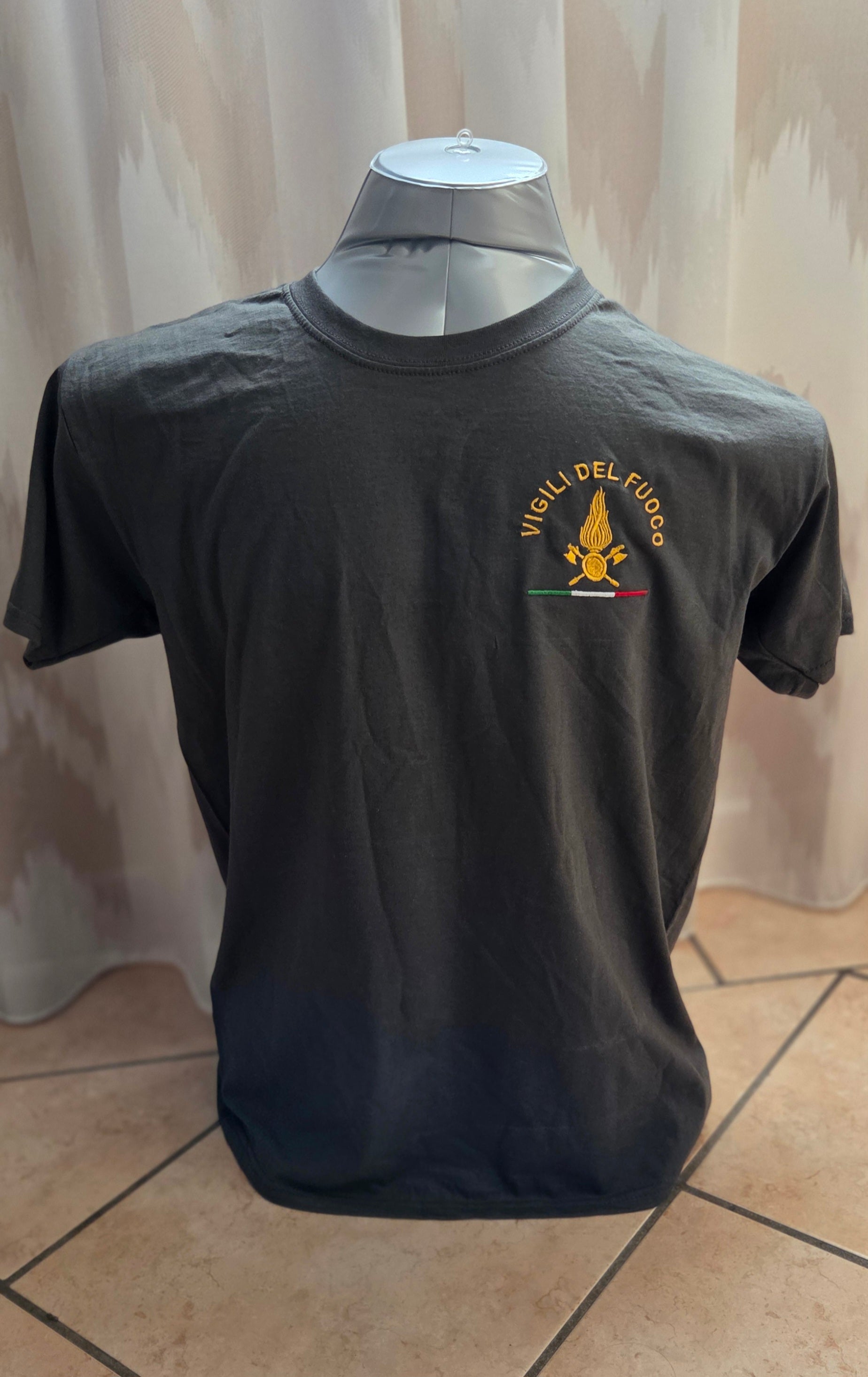 T-Shirt Firefighters VDF Logo Front Embroidered Customizable Grey/Dark