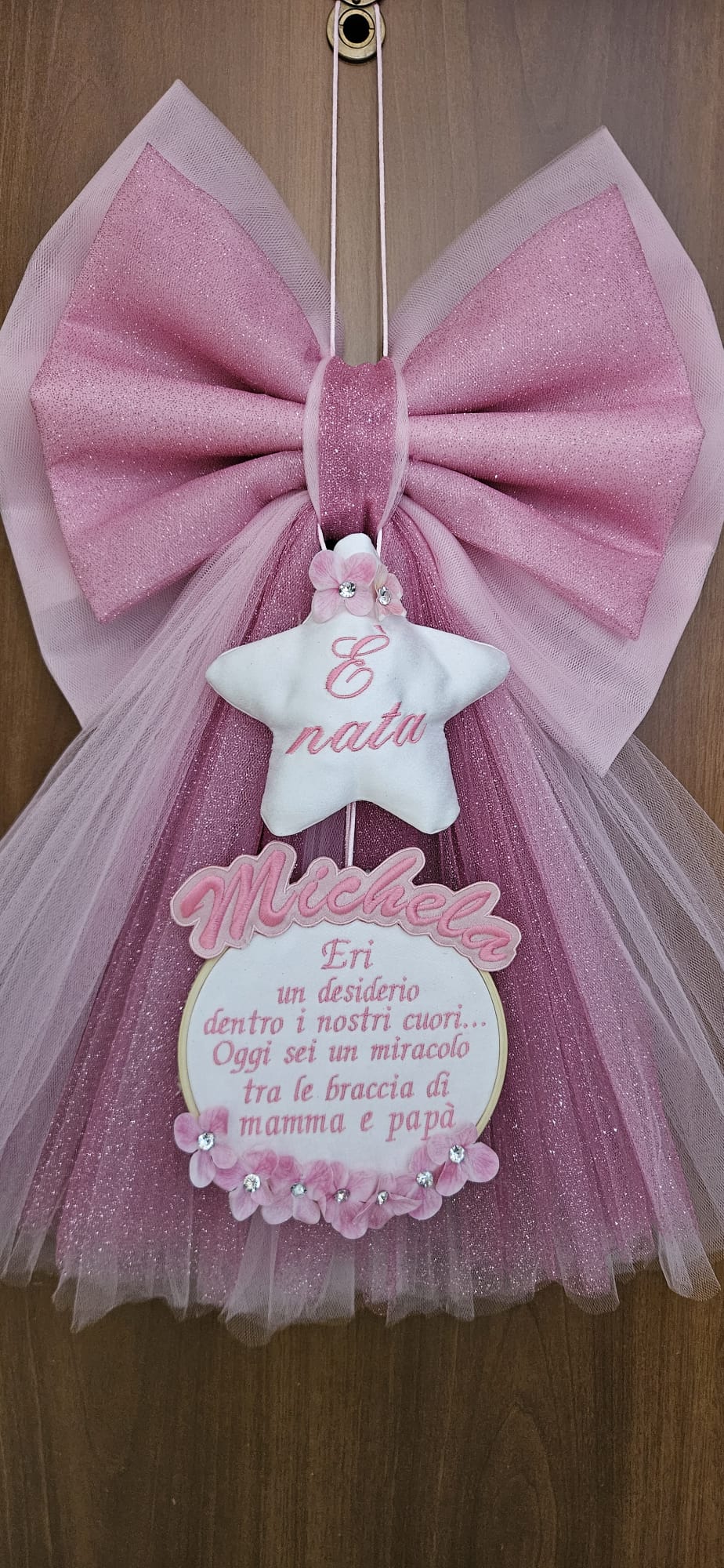 Fiocco Nascita in Tulle 60x40cm Personalizzabile!