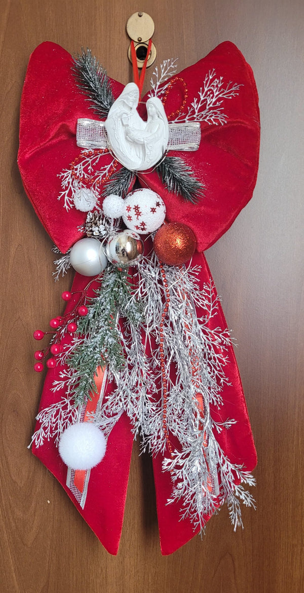 Handmade Christmas Bow with Lights Customizable Door Hanger 