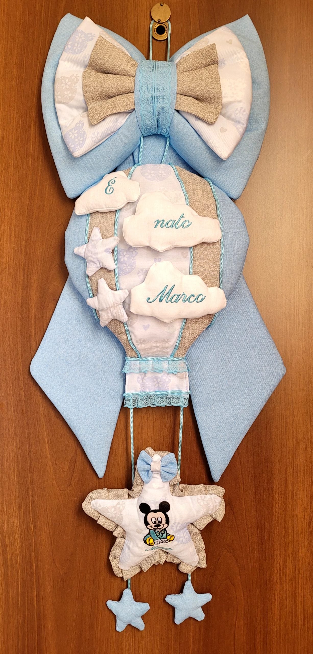 Handmade Birth Bow with Hot Air Balloon 90x35 cm Customizable!