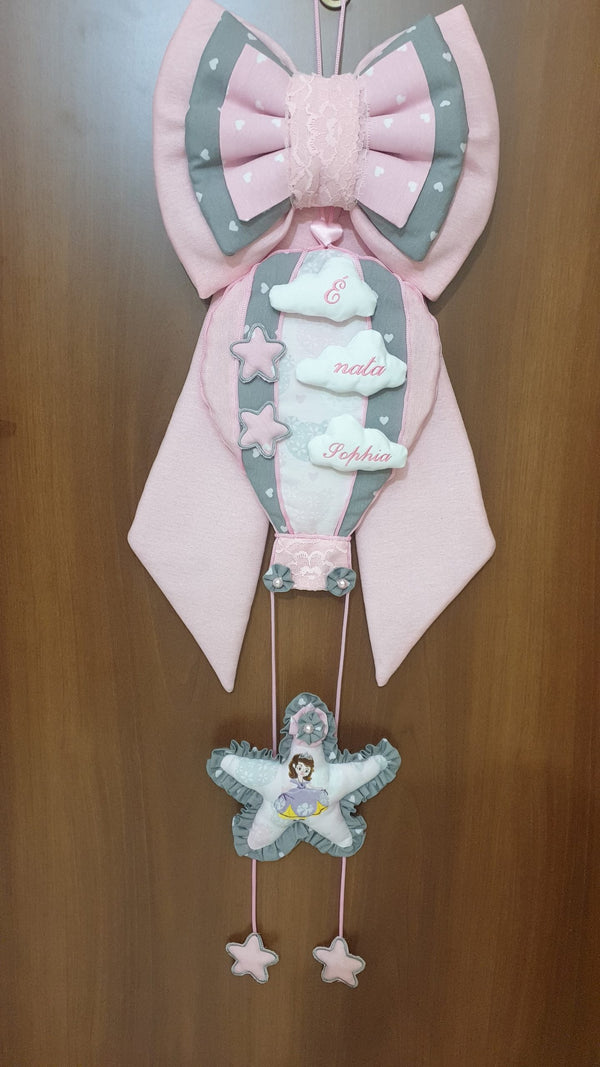 Handmade Birth Bow with Hot Air Balloon 90x35 cm Customizable!