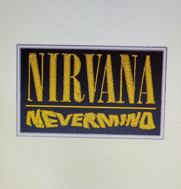 Patch Toppa Ricamata Rock Nirvana Termoadesiva o da Cucire 7X4,5 CM