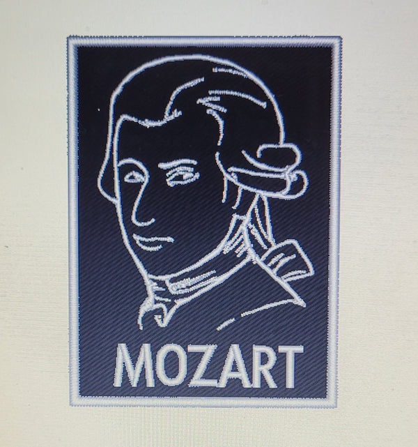 Patch Toppa Ricamata Mozart Termoadesiva o da Cucire 7,5x5,5 CM