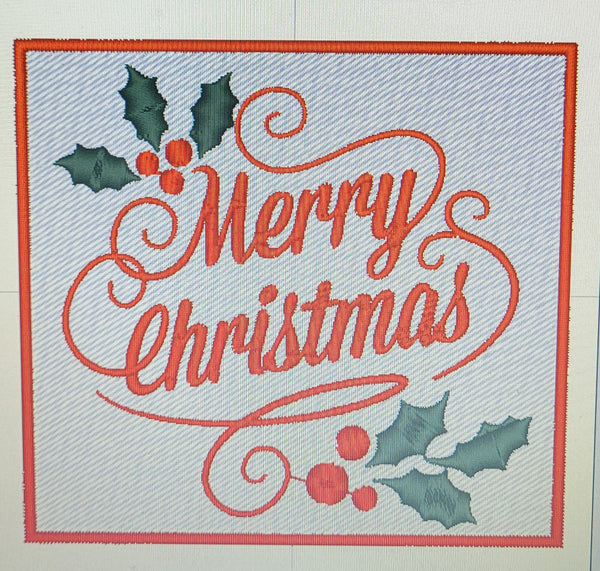 PATCH TOPPA RICAMATA NATALIZIA MERRY CHRISTMAS TERMOADESIVA O DA CUCIRE 8,5X8CM