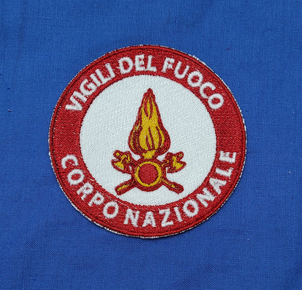 Toppa Patch Vigili del Fuoco Ricamata Corpo Nazionale con Velcro M.eF. Cucito Diametro 7,5 CM