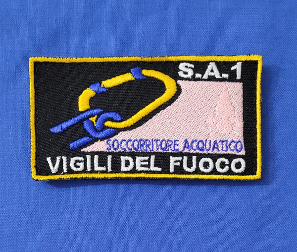 Toppa Patch VDF Vigili del Fuoco Soccorritore Ricamata con Velcro M.eF. Cucito 9,5x5 CM