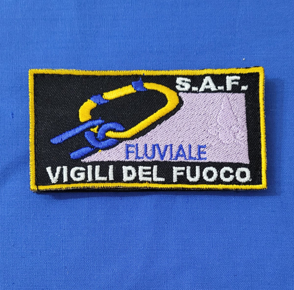 Toppa Patch VDF Vigili del Fuoco Fluviale Ricamata con Velcro M.eF. Cucito 9,5x5 CM