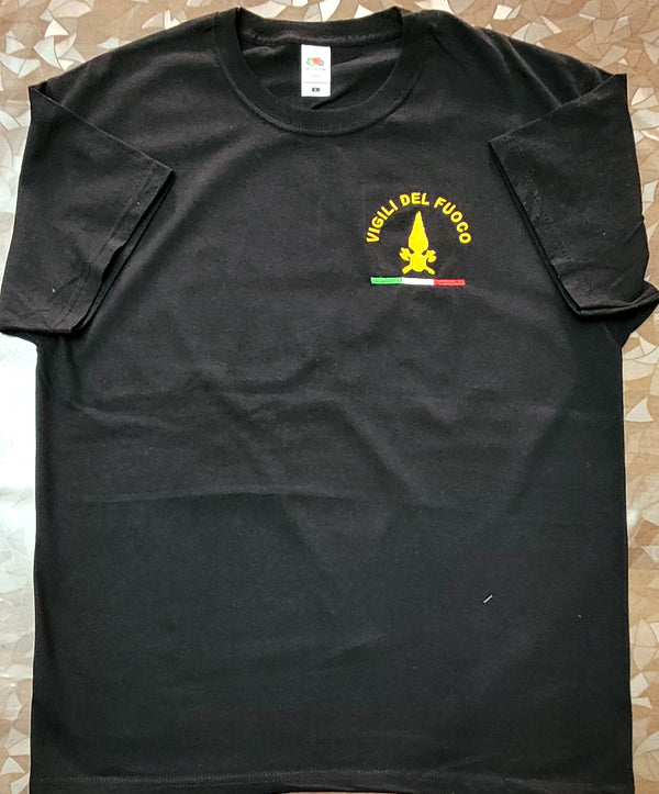 T-Shirt Maglie Vigili del Fuoco VDF Personalizzabile logo Davanti Ricamato T-Shirt colore nero