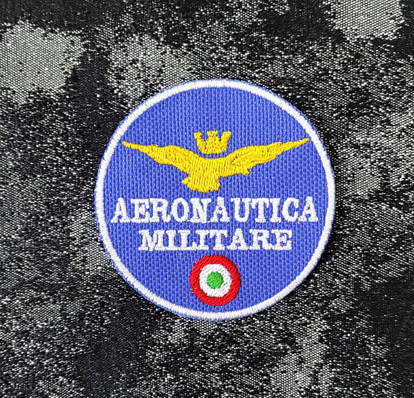 Patch Toppa Ricamata Aeronautica Militare con velcro M.eF. cucito 6,5X6,5 CM