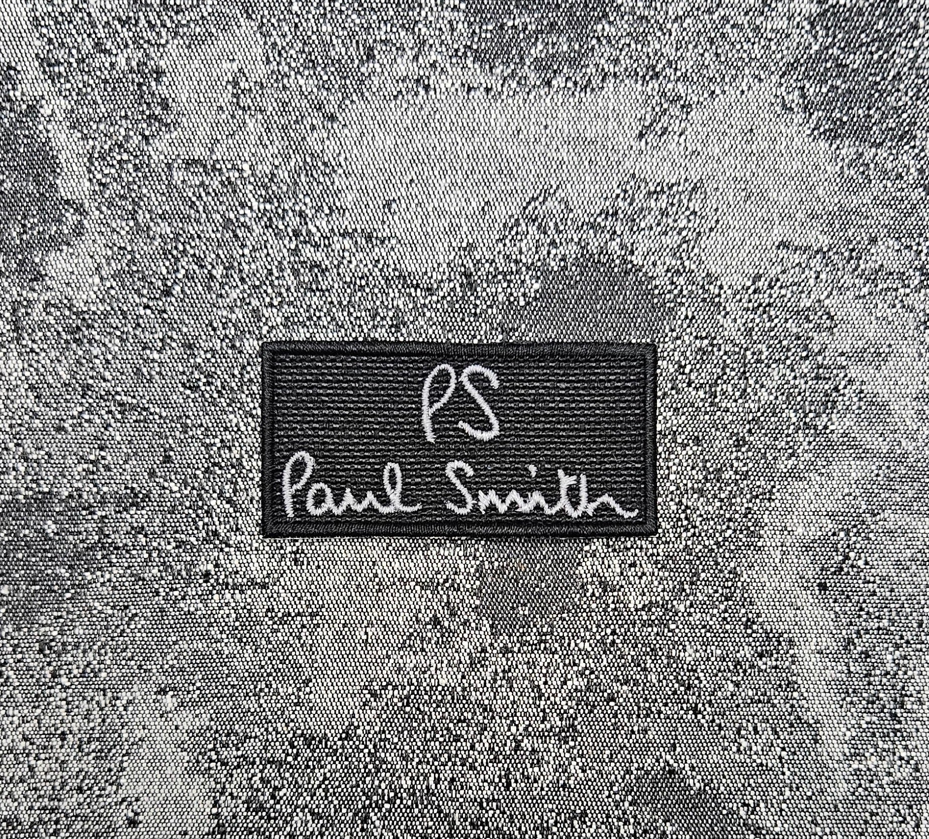 Parche réplica PS Paul Smith logotipo bordado gris termoadhesivo o para coser 6x3 cm