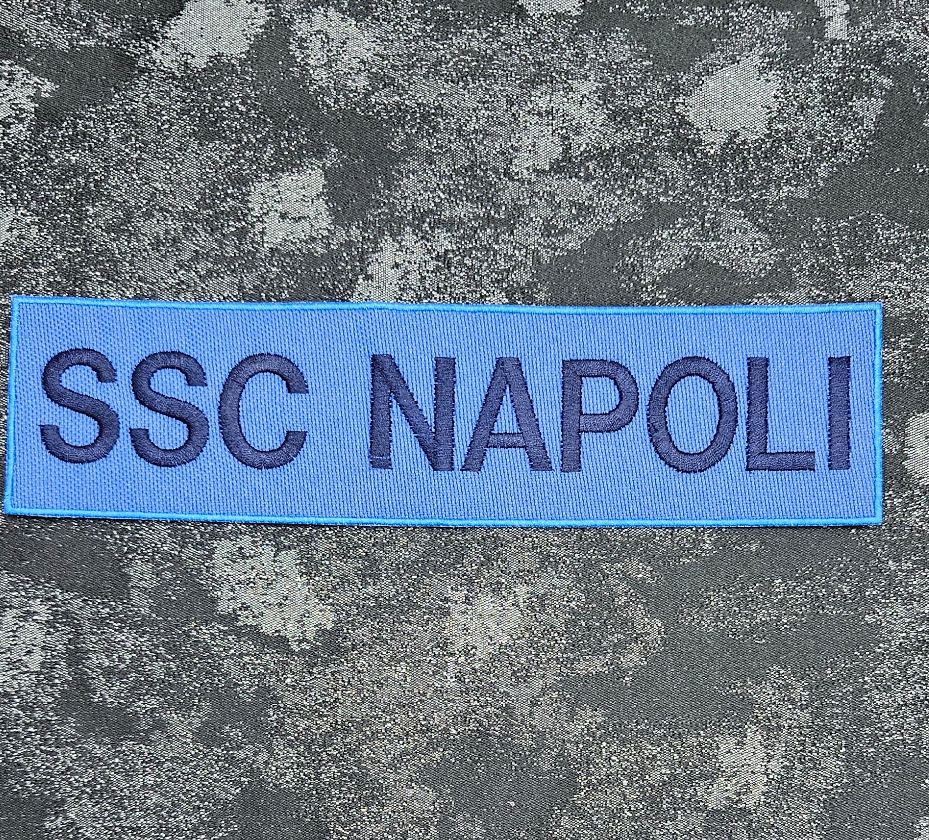 Patch Toppa SSC Napoli Ricamata Logo Blu Termoadesiva o da Cucire 25x6,5 cm