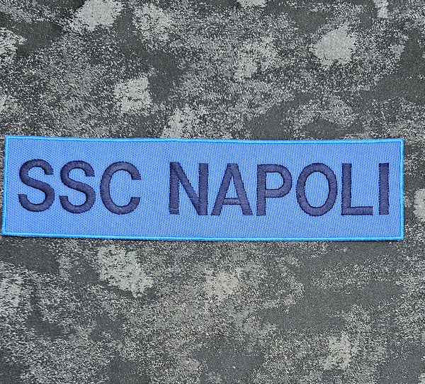 Parche SSC Napoli Logotipo Bordado Azul Termoadhesivo o Cosido 25x6,5 cm