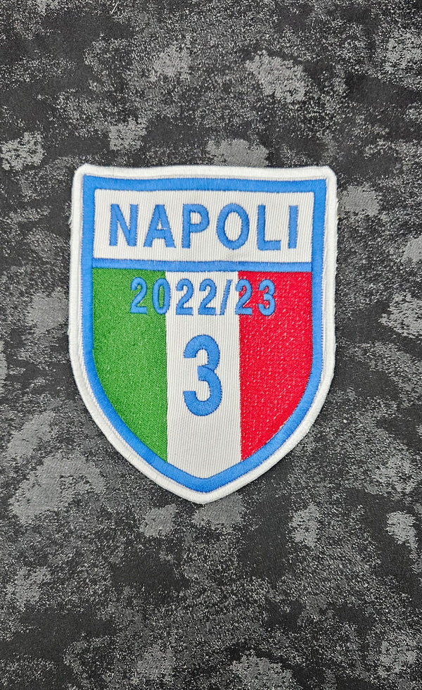 Patch SSC Napoli 3 Scudetto Embroidered Iron-on or Sew-on 20x16 cm