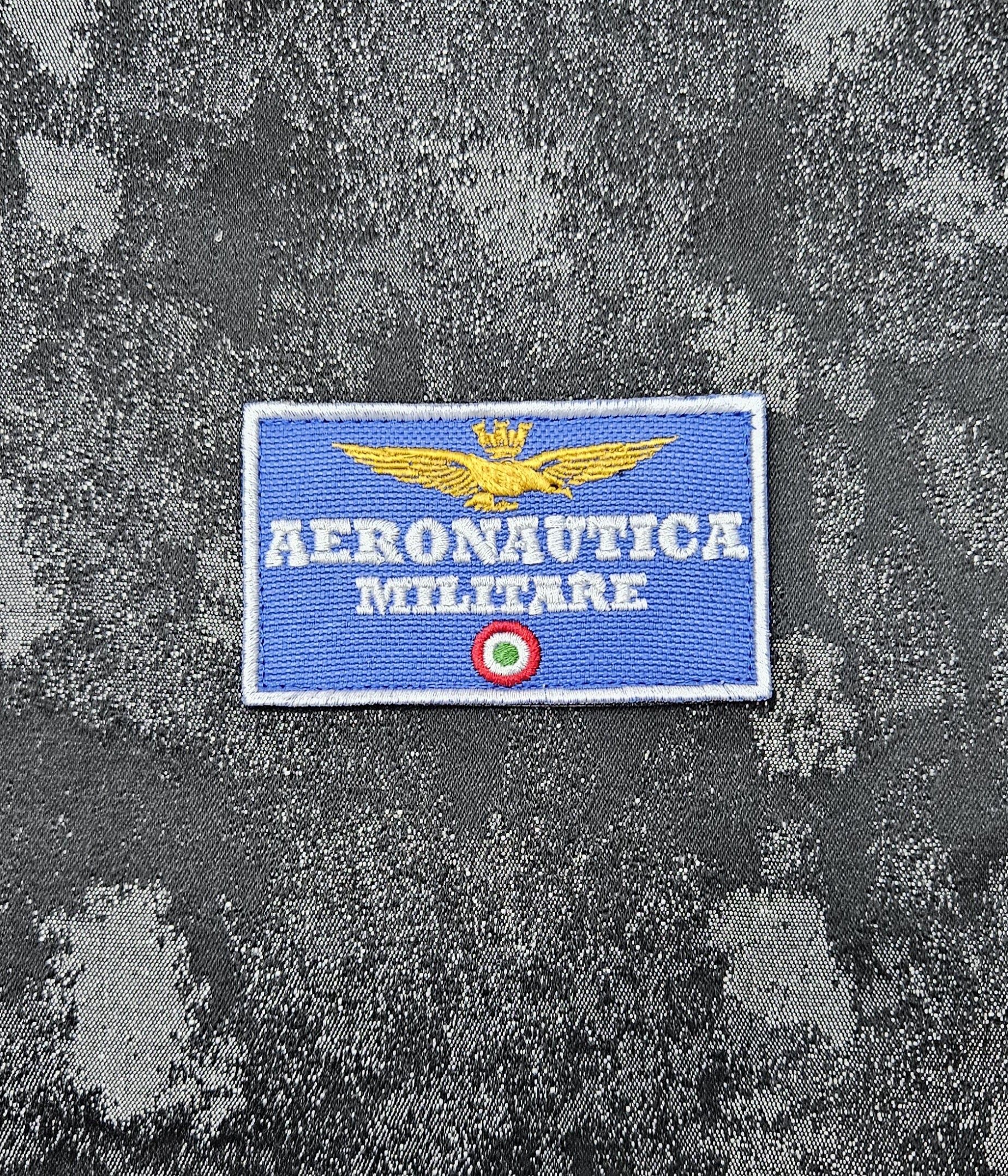 Patch Toppa Aeronautica Militare con Velcro M.eF. Cucito 9X5,5 CM