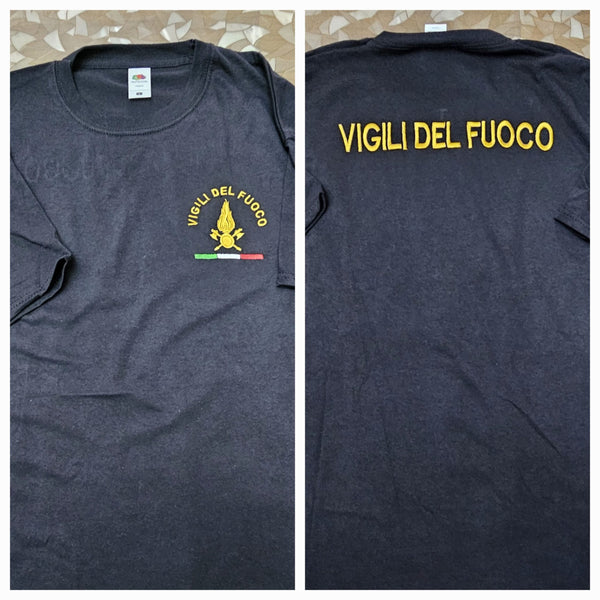 Camiseta Bomberos Jerseys VDF Logo + Escritura Bordada Color Personalizable Negro