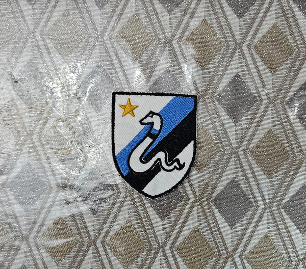 Patch Toppa Stemma Calcio Inter Biscione 6.5x5cm Ricamata Termoadesiva e da Cucire