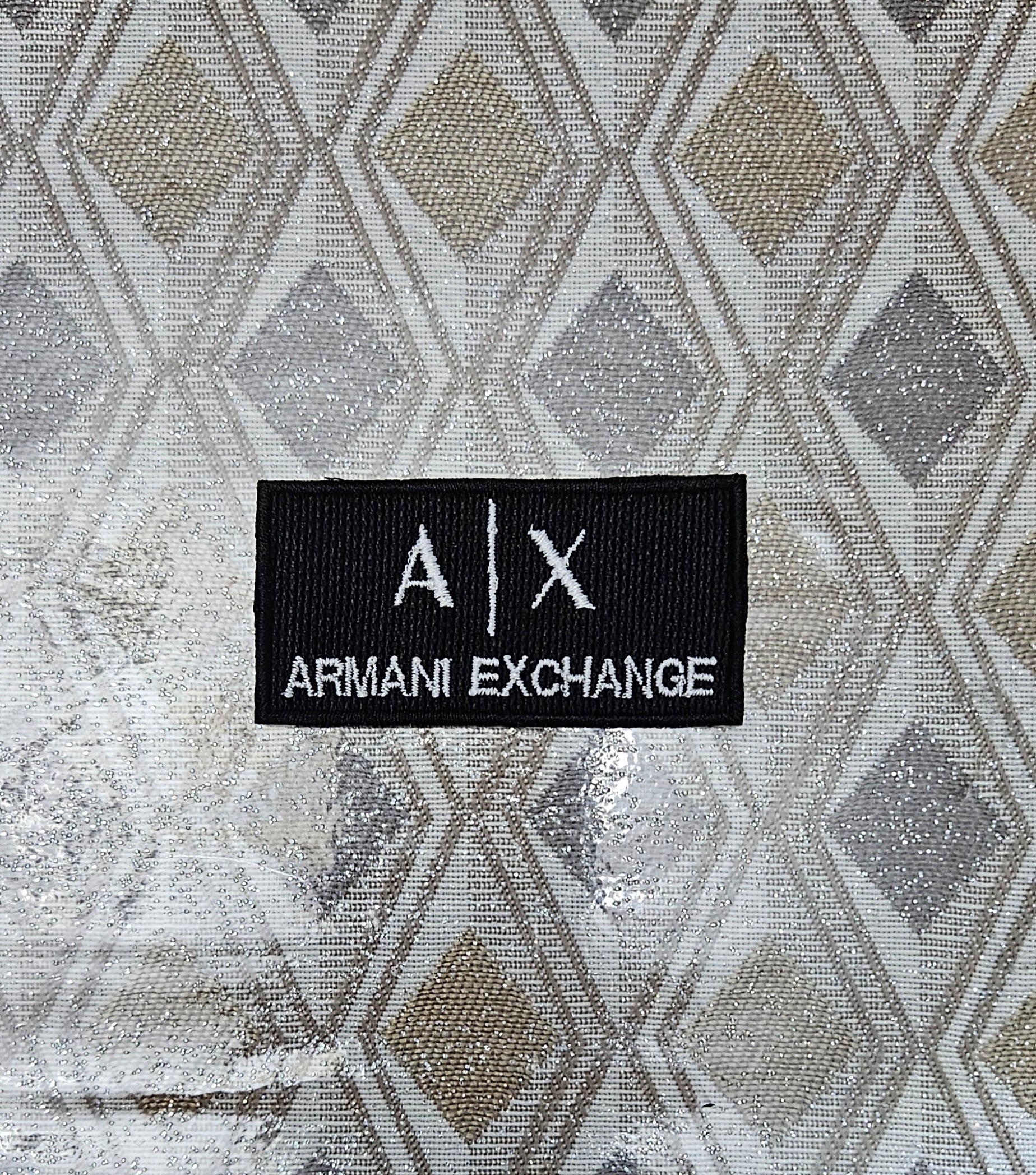 Patch Replica AX Armani Exchange 7x3.5cm Ricamata Termoadesiva e da cucire