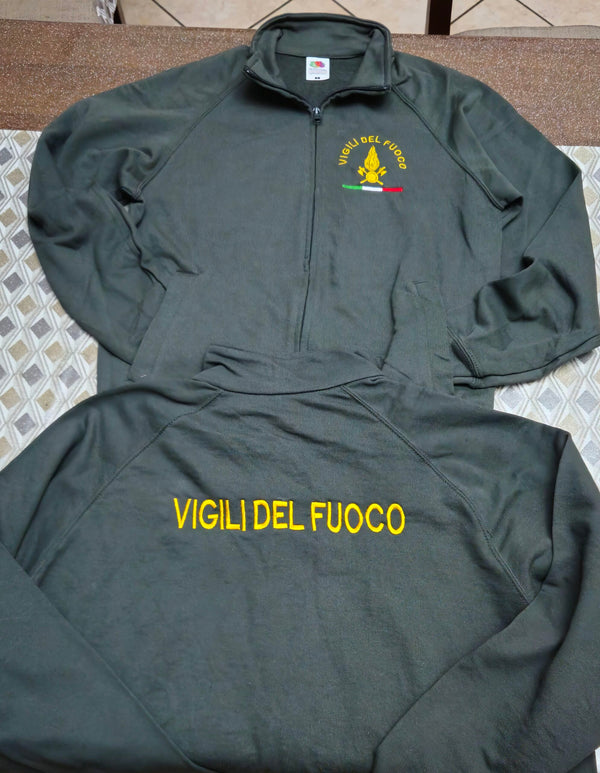 Vigili del Fuoco VDF Felpa Zip Intera Premium Sweat Ricamata Colore Grigio/Grafite