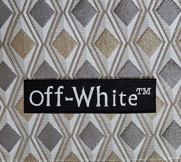 Patch Toppa Etichetta Replica Off-White Ricamata Termoadesiva o da Cucire 13x3.4 cm