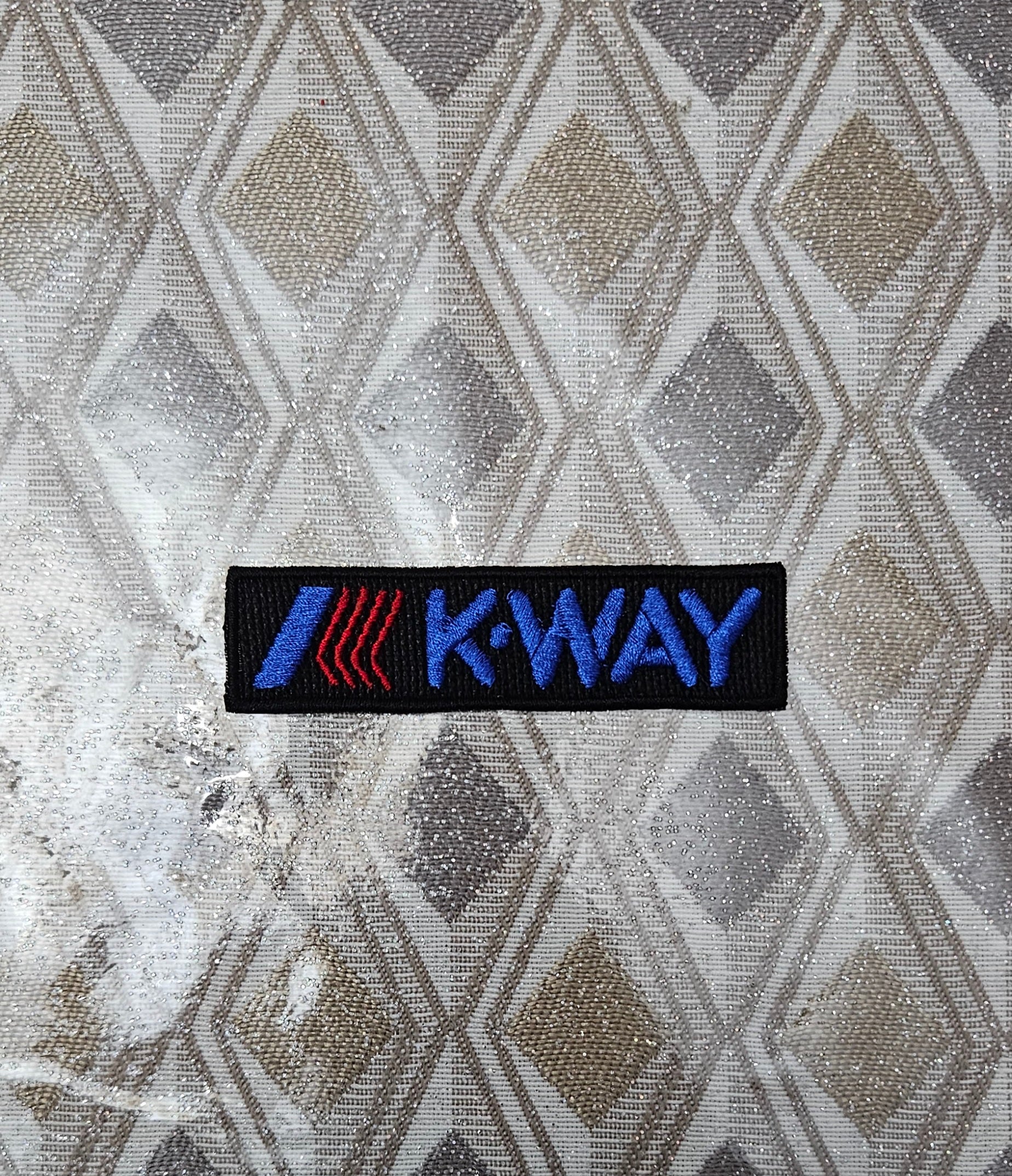 Patch Toppa Replica K-WAY Kway 8.5x2cm Ricamata Termoadesiva e da Cucire