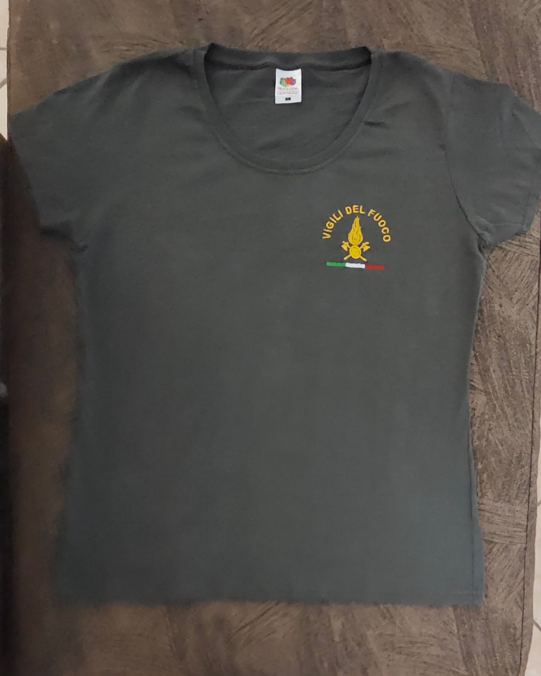 Vigili del Fuoco VDF T-Shirt Maglie Linea Donna Woman Ricamate Colori Grigio/Scuro e Nero