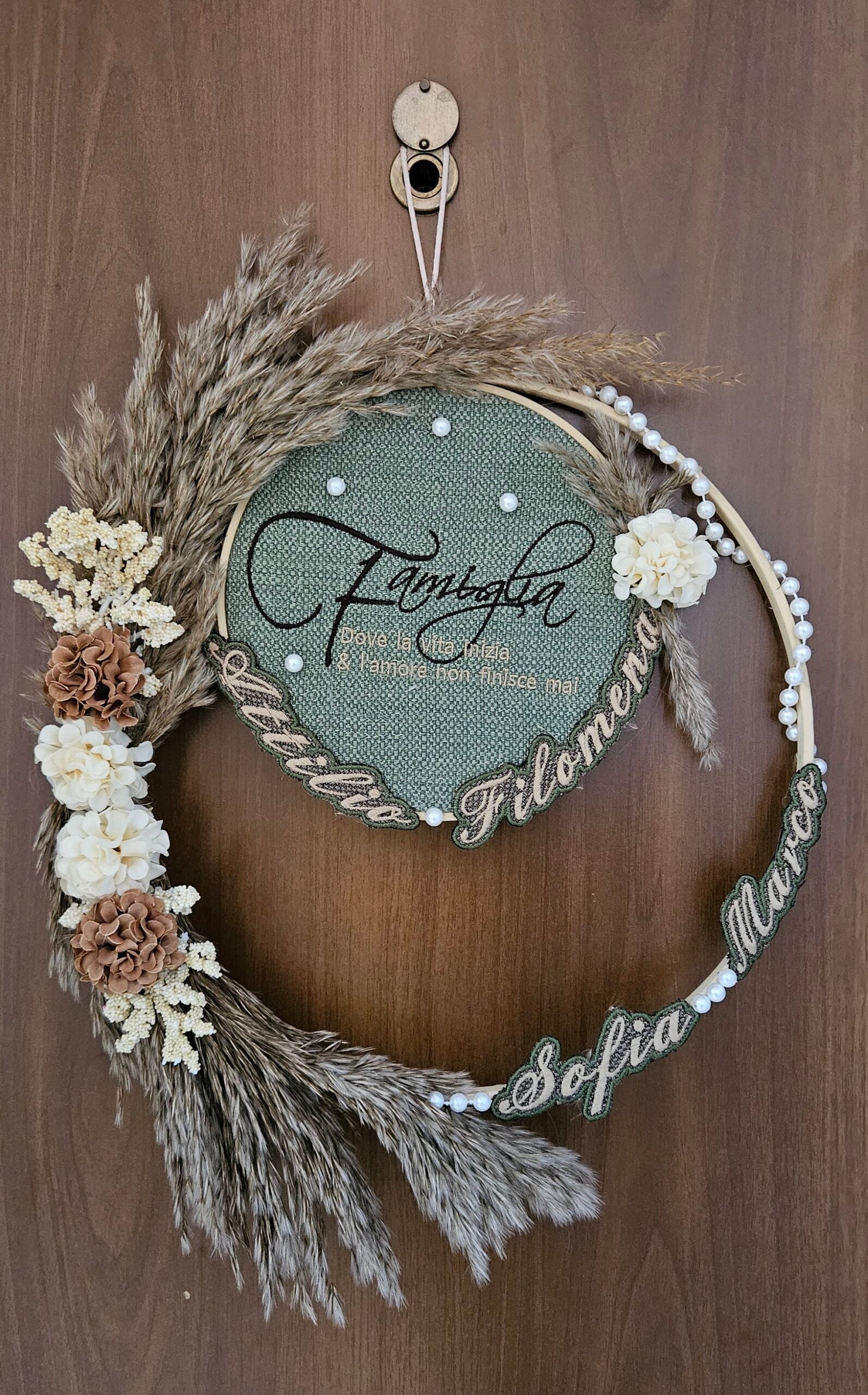 Fuoriporta Fiocco Artigianale Ricamato Personalizzabile 50X30CM