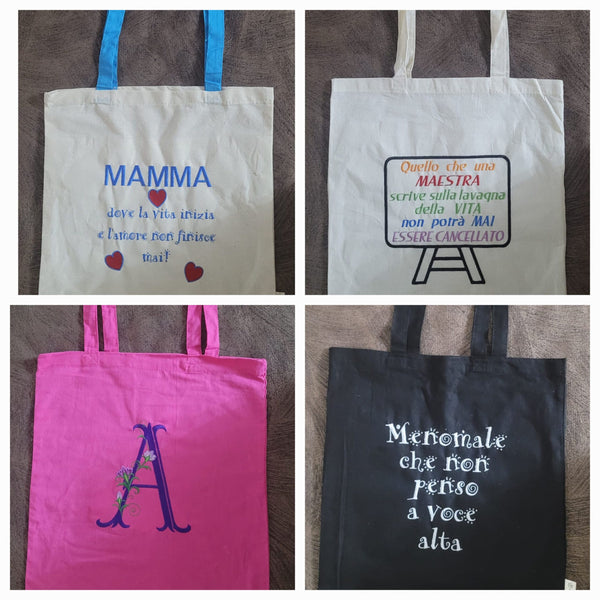 Cotton bag 38x42cm create your own embroidered phrase customize it as you want! 